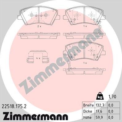 Zimmermann 22518.175.2 - Bremžu uzliku kompl., Disku bremzes autodraugiem.lv