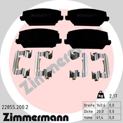 Zimmermann 22855.200.2 - Bremžu uzliku kompl., Disku bremzes autodraugiem.lv