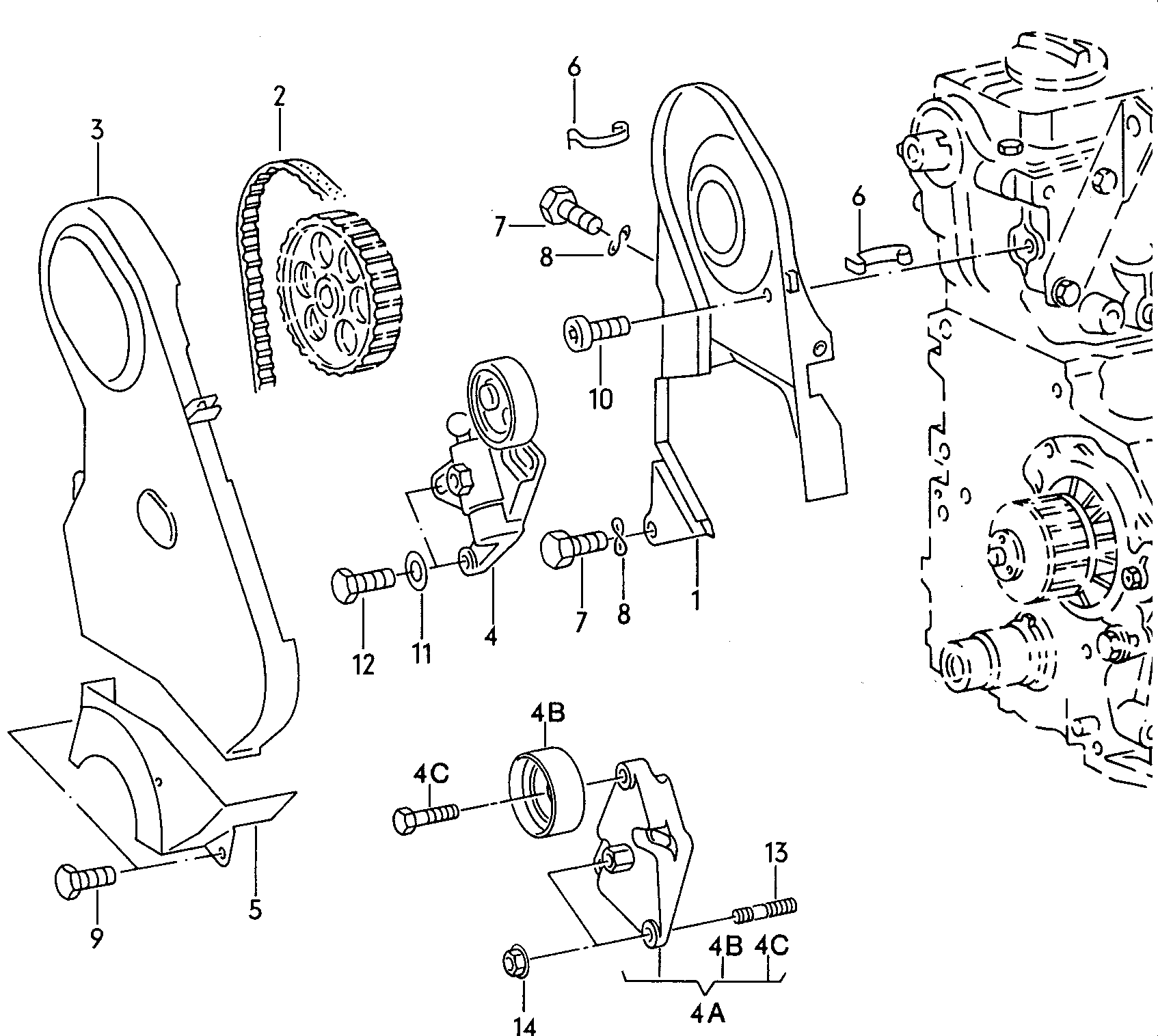 VAG 054 109 479 - Spriegotājrullītis, Gāzu sadales mehānisma piedziņas siksna autodraugiem.lv