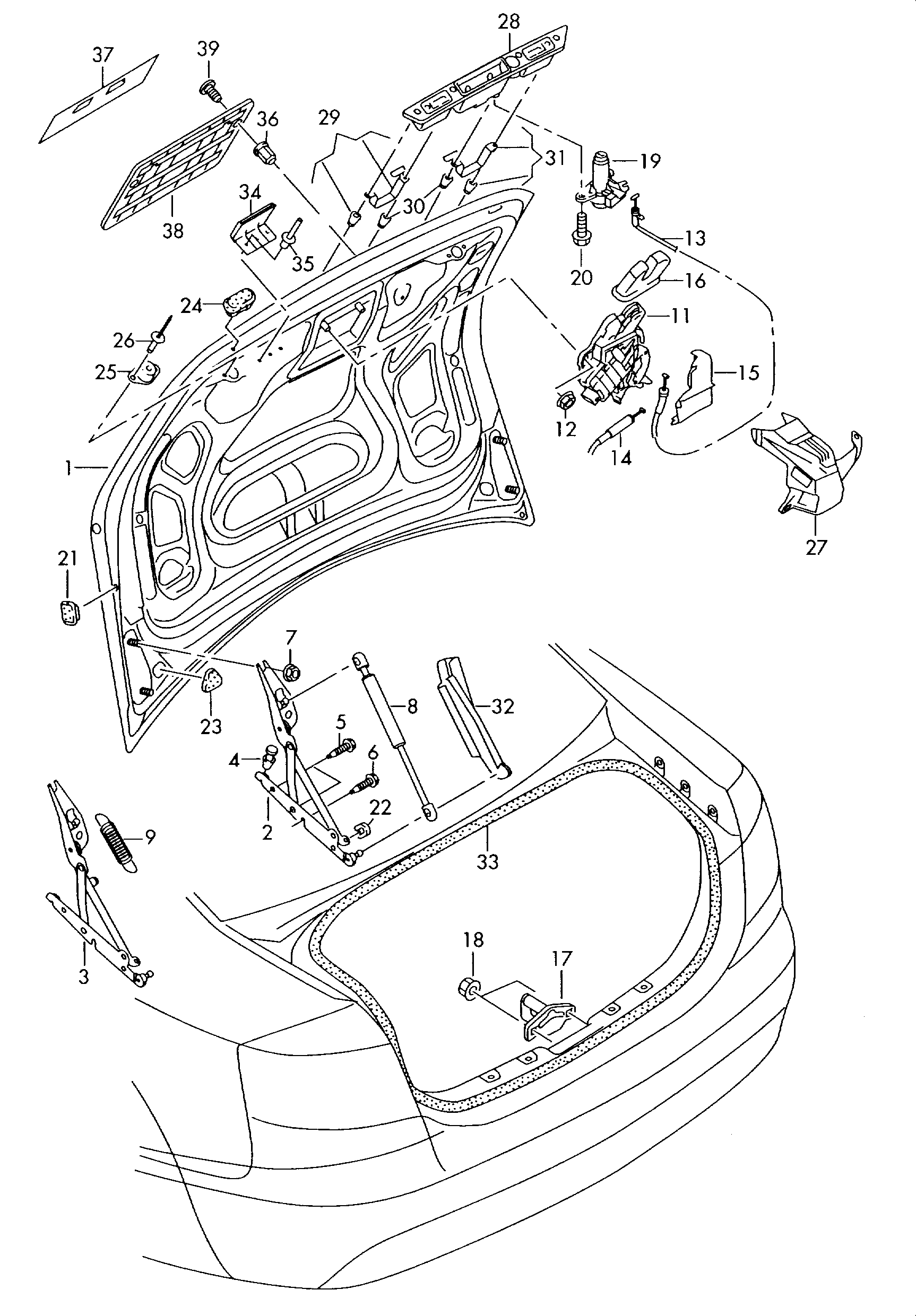 VAG 4F5 827 552B - Gāzes atspere, Bagāžas / Kravas nodalījuma vāks autodraugiem.lv