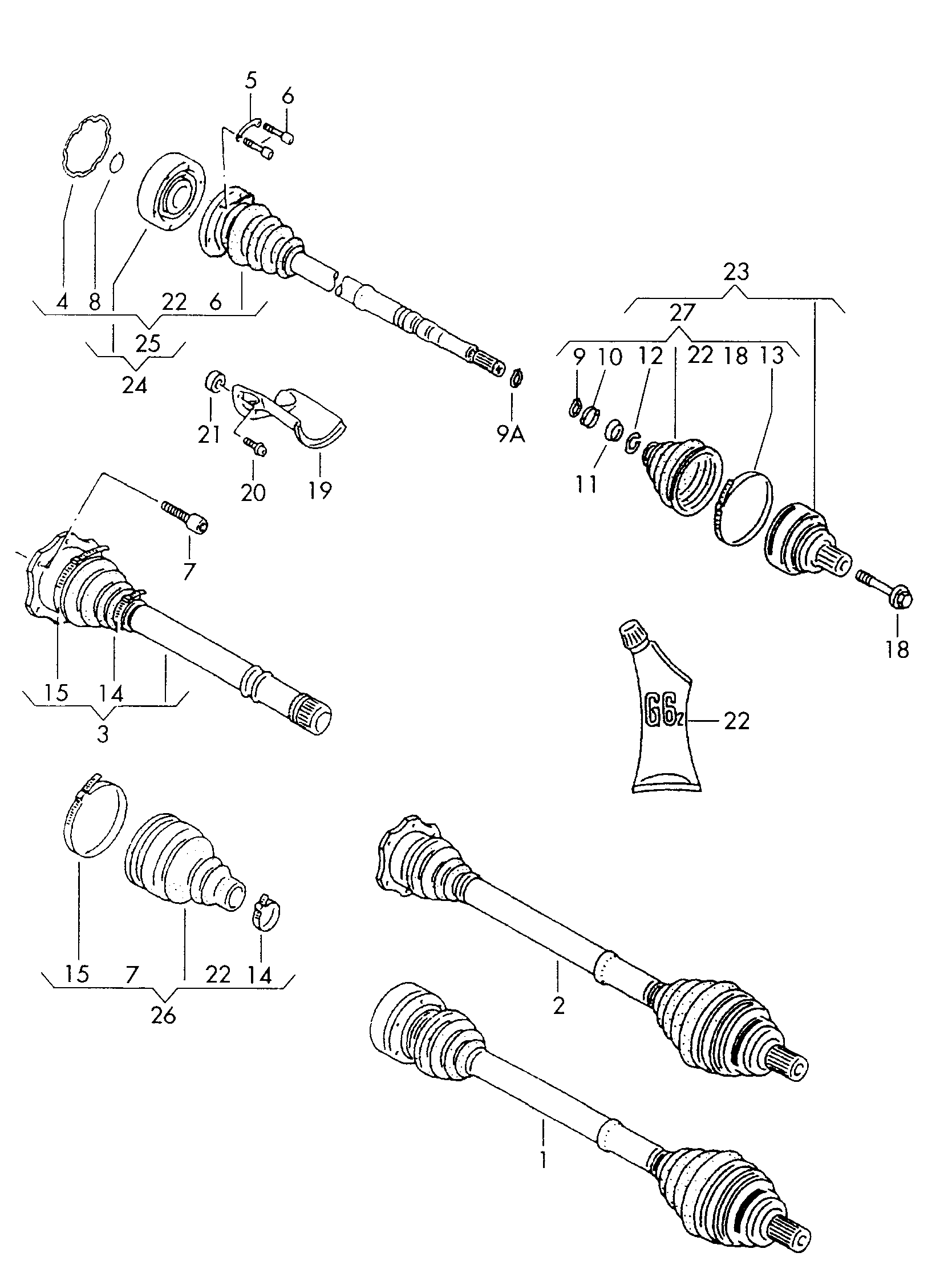 AUDI 8D0 407 417 L - Šarnīru komplekts, Piedziņas vārpsta autodraugiem.lv