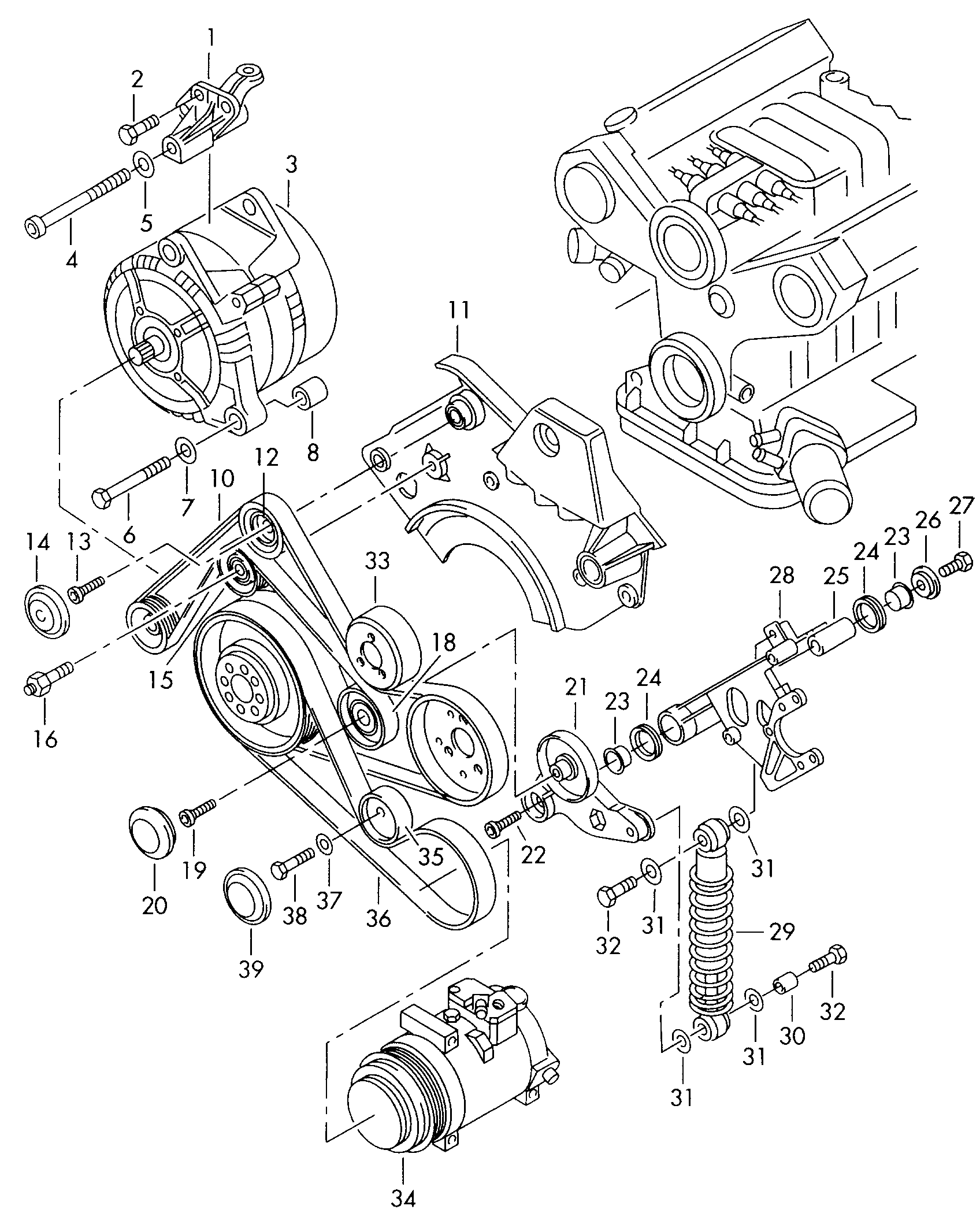 VAG 059 145 280 - Remkomplekts, Spriegotājlīste-Ķīļrievu siksna autodraugiem.lv