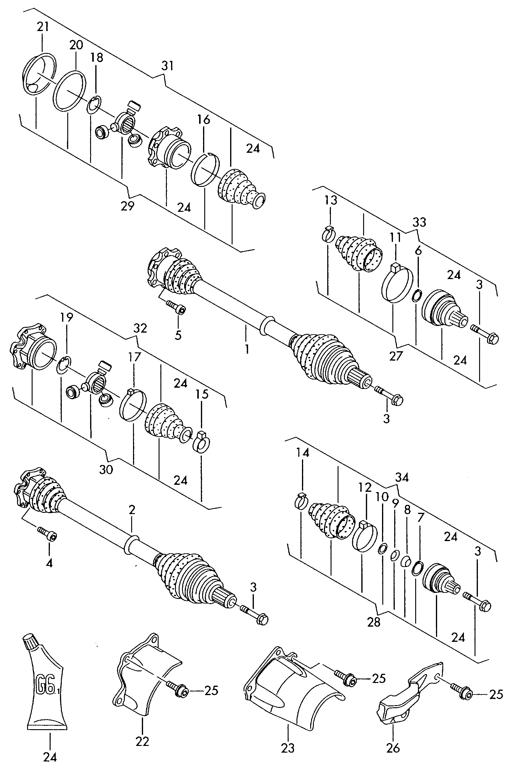 AUDI 8E0498099E - Šarnīru komplekts, Piedziņas vārpsta autodraugiem.lv