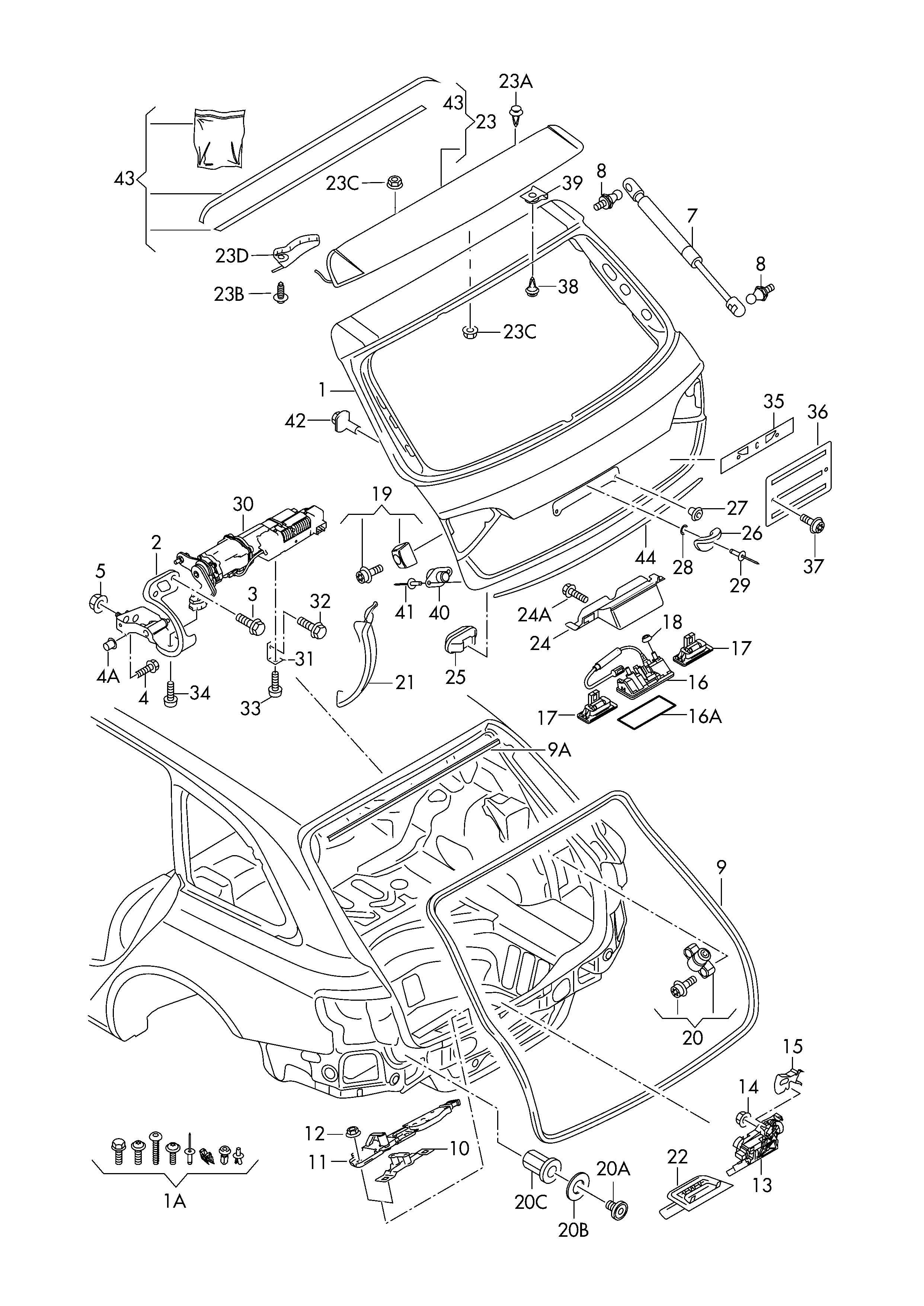 VAG 8R0 827 552A - Gāzes atspere, Bagāžas / Kravas nodalījuma vāks autodraugiem.lv