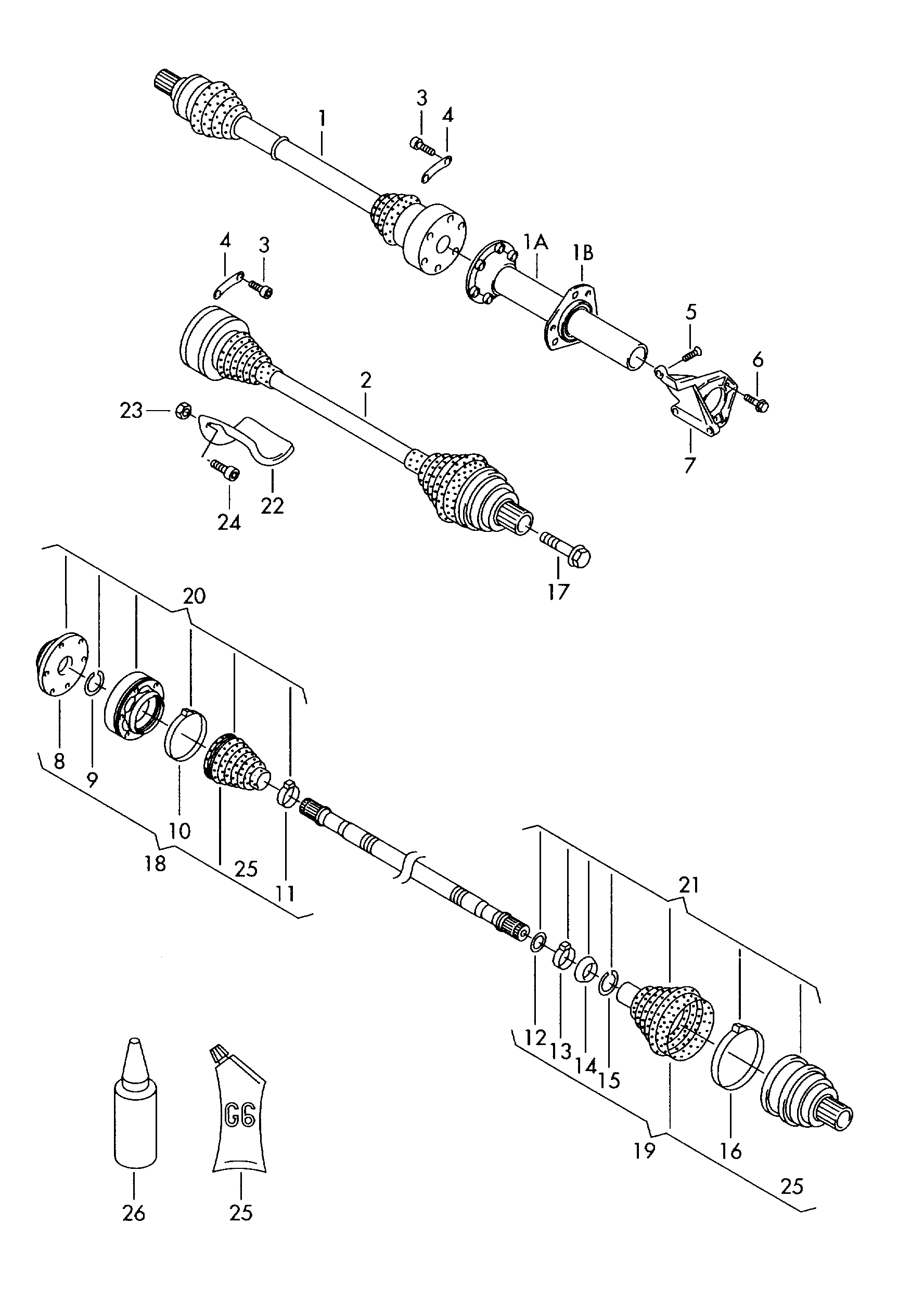 VAG 1K0 407 516A - Vidējais gultnis, Piedziņas vārpsta autodraugiem.lv