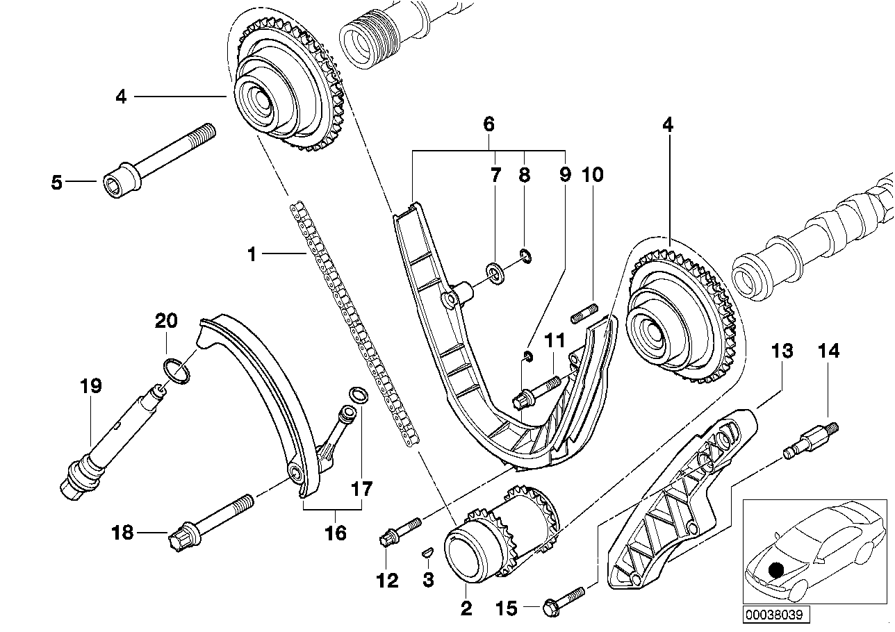 BMW 11 31 1 745 406 - Mierinātājsliede, GSM piedziņas ķēde autodraugiem.lv