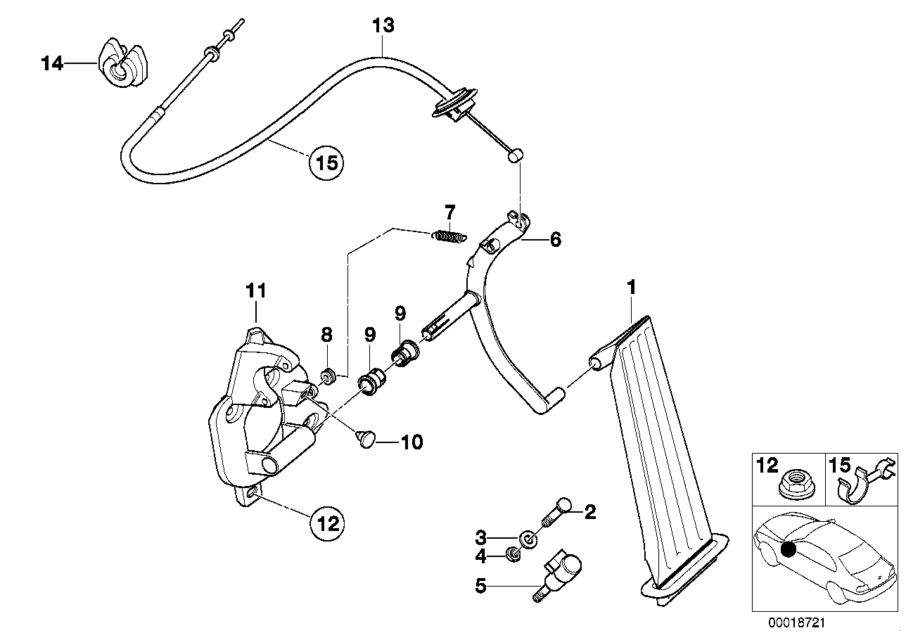 BMW 35411158660 - Degvielas padeves vadības pedāļa komplekts autodraugiem.lv