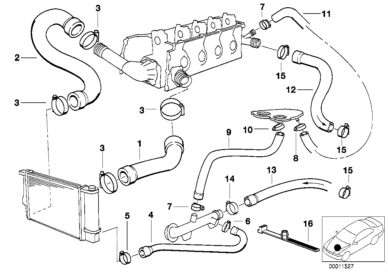 BMW 11 53 1 739 558 - Radiatora cauruļvads autodraugiem.lv