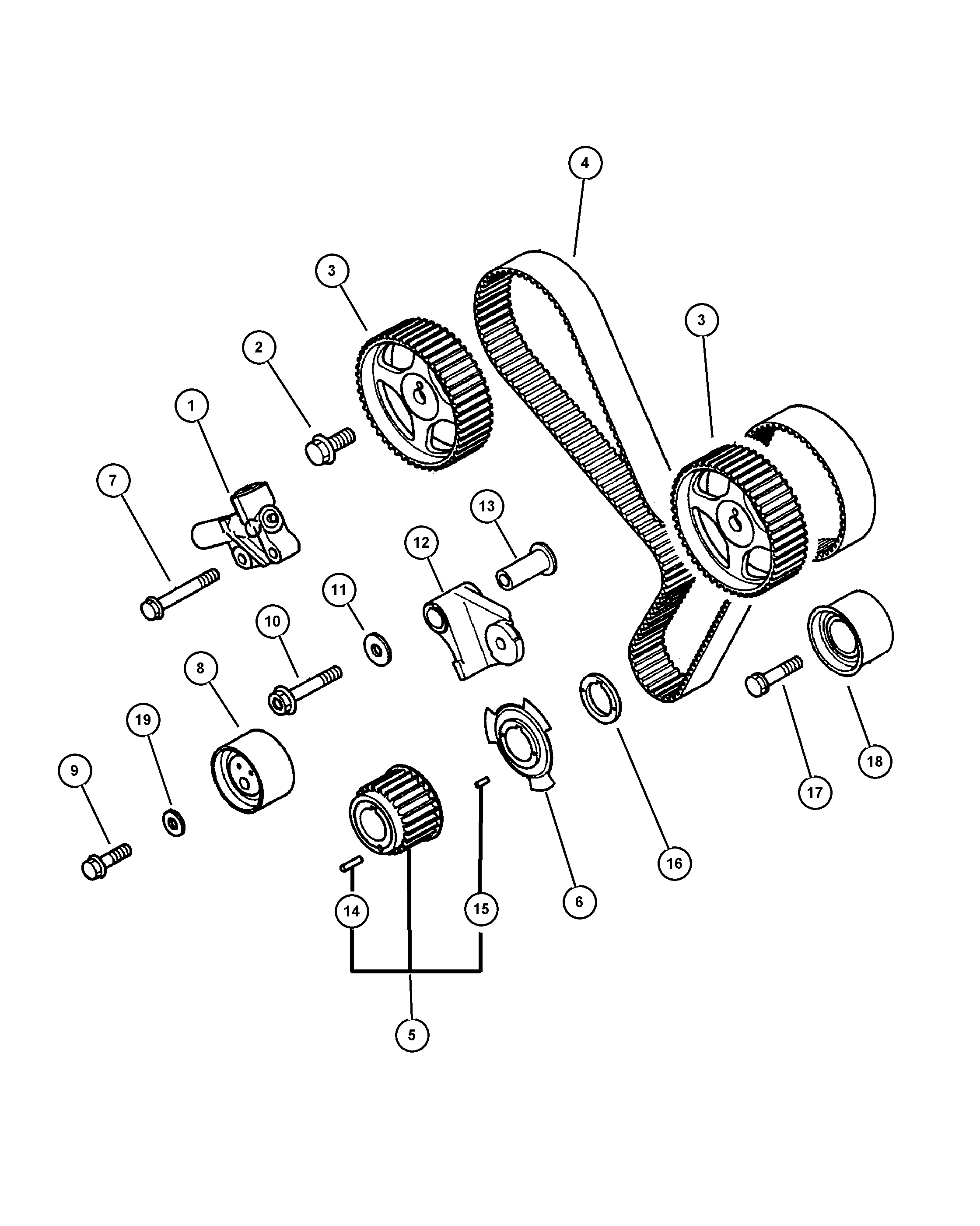 Dodge MD14 0071 - Spriegotājrullītis, Gāzu sadales mehānisma piedziņas siksna autodraugiem.lv