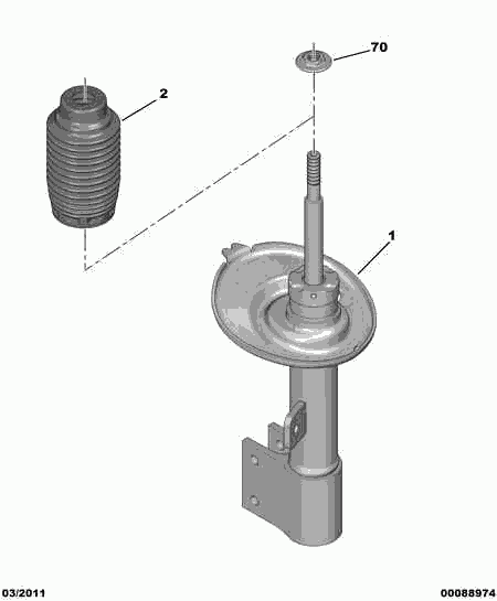 PEUGEOT 5208 35 - FRONT SUSPENSION SHOCK-ABSORB; LEFT autodraugiem.lv