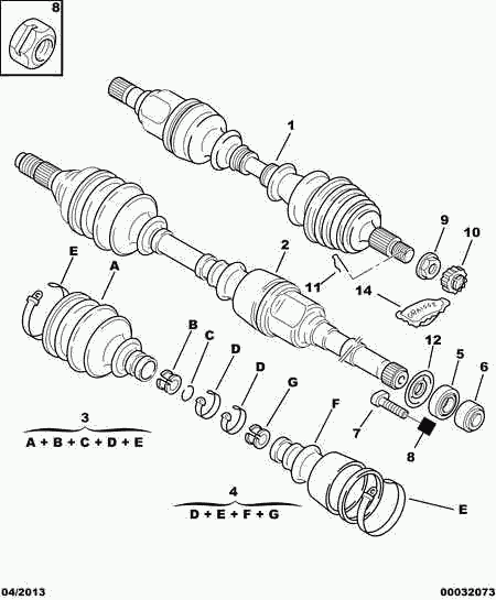 PEUGEOT 96 141 635 - Šarnīru komplekts, Piedziņas vārpsta autodraugiem.lv