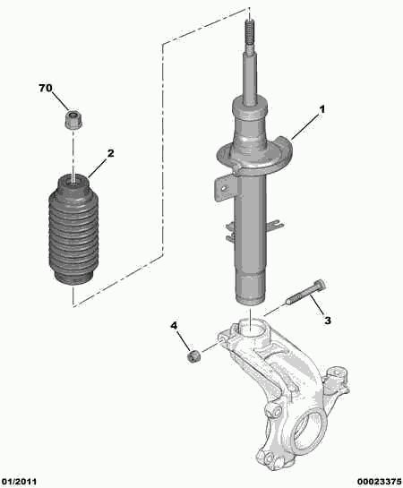 PEUGEOT 5202 TW - FRONT SUSPENSION SHOCK-ABSORB; LEFT autodraugiem.lv