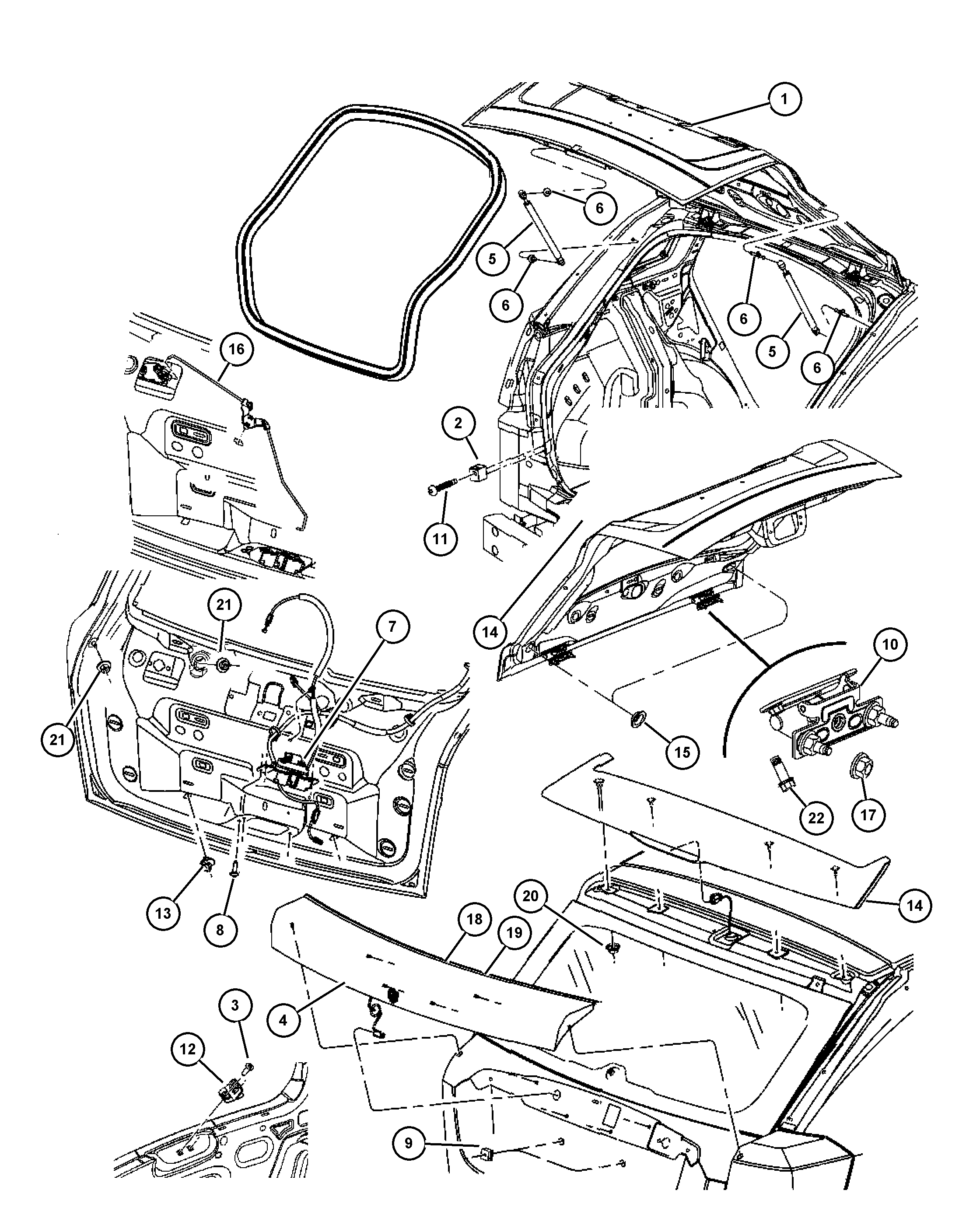 Chrysler 5160 017AB - Gāzes atspere, Bagāžas / Kravas nodalījuma vāks autodraugiem.lv