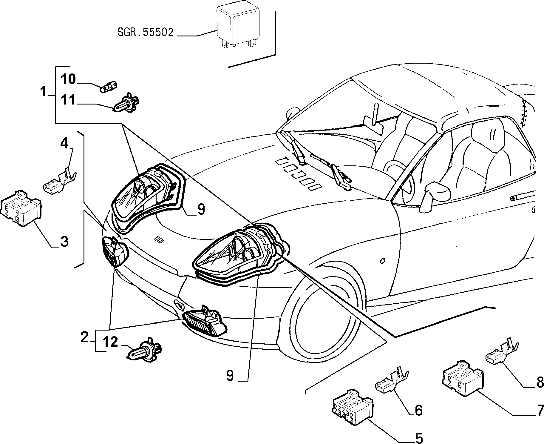 FIAT / LANCIA 14151090 - Kvēlspuldze, Lukturis ar automātisko stabilizācijas sistēmu autodraugiem.lv