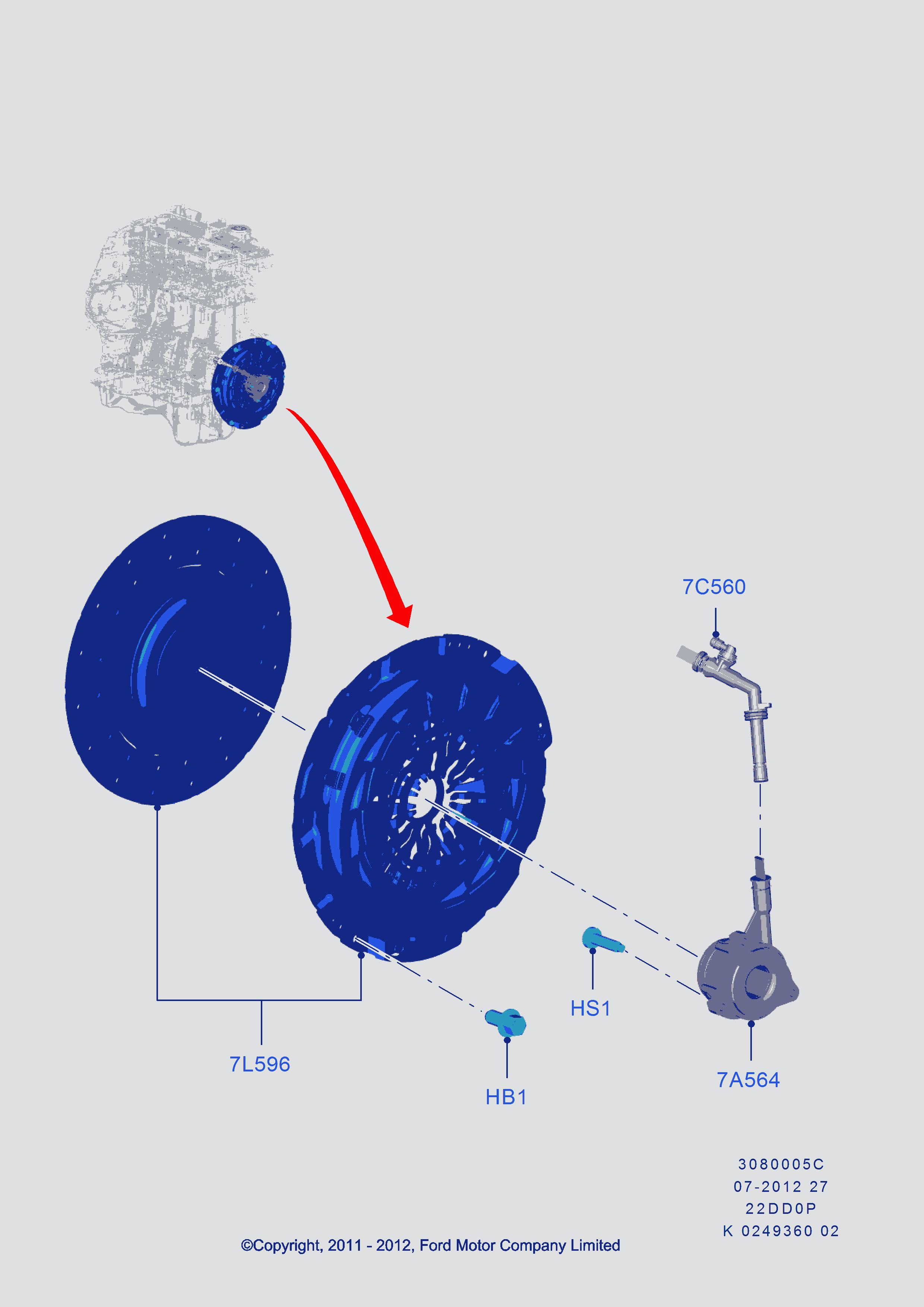 FORD 1749121 - Centrālais izslēdzējmehānisms, Sajūgs autodraugiem.lv