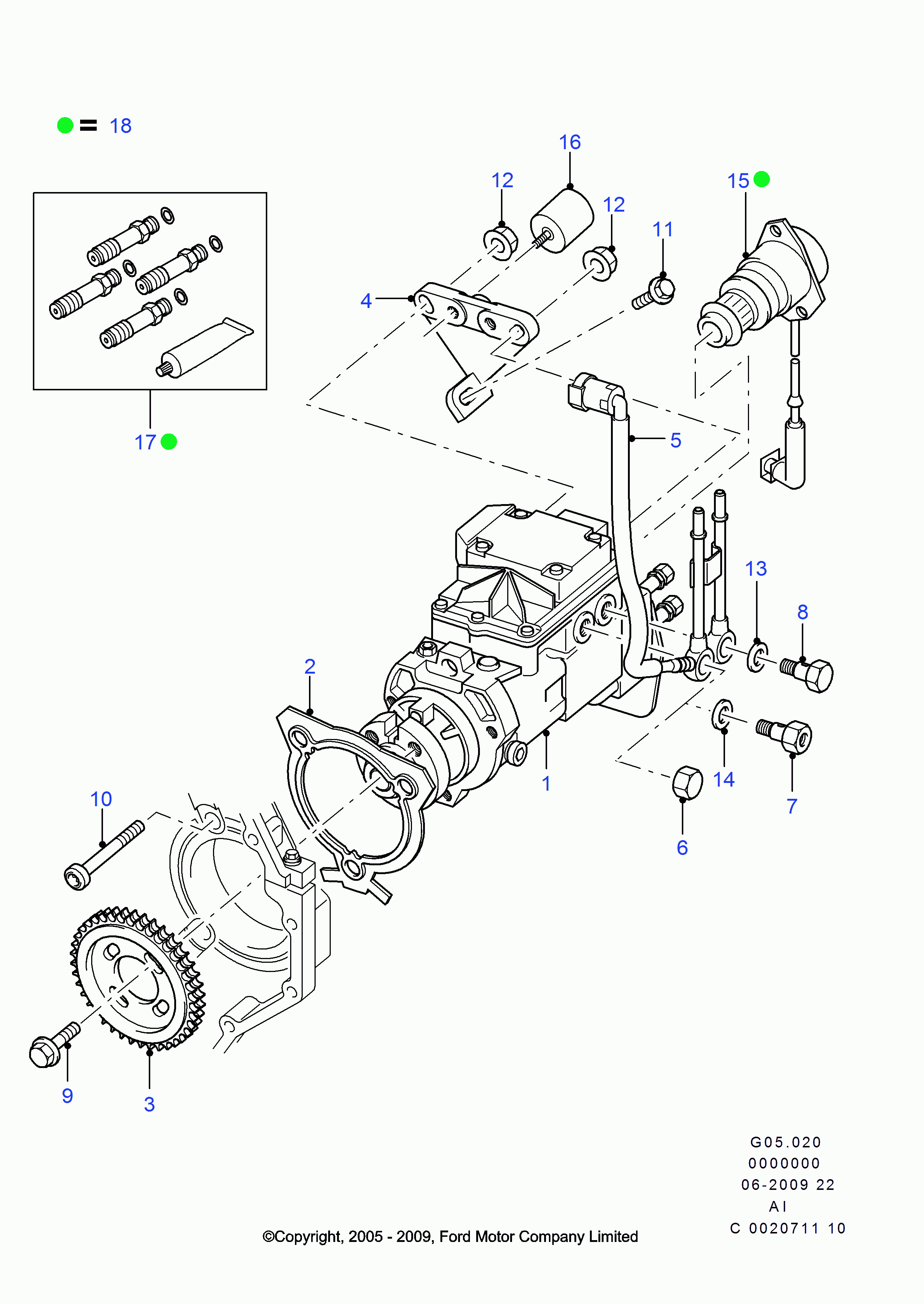 FORD 1 207 110 - Sadales vārpstas piedziņas ķēdes komplekts autodraugiem.lv