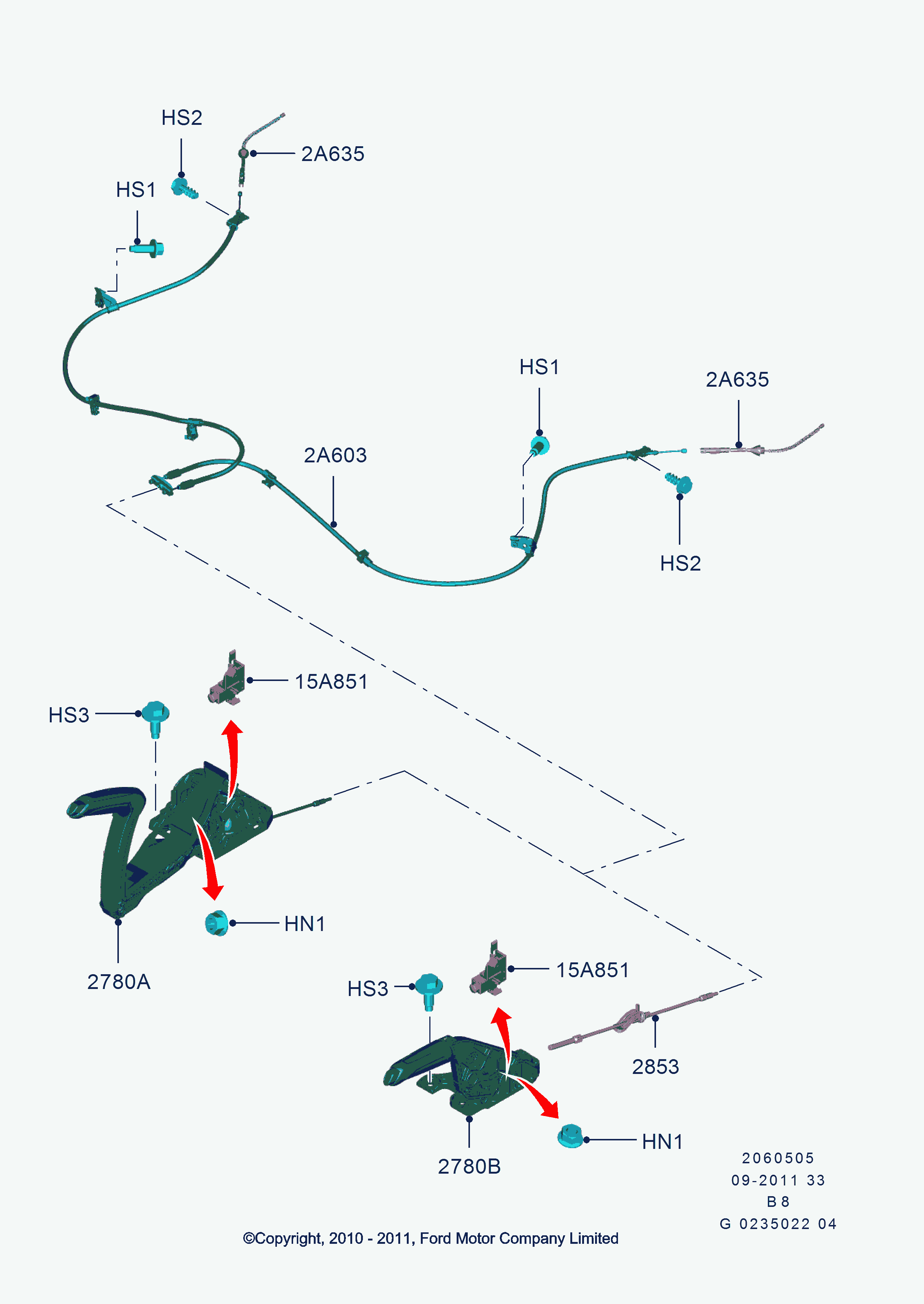 FORD 1881593 - Trose, Stāvbremžu sistēma autodraugiem.lv