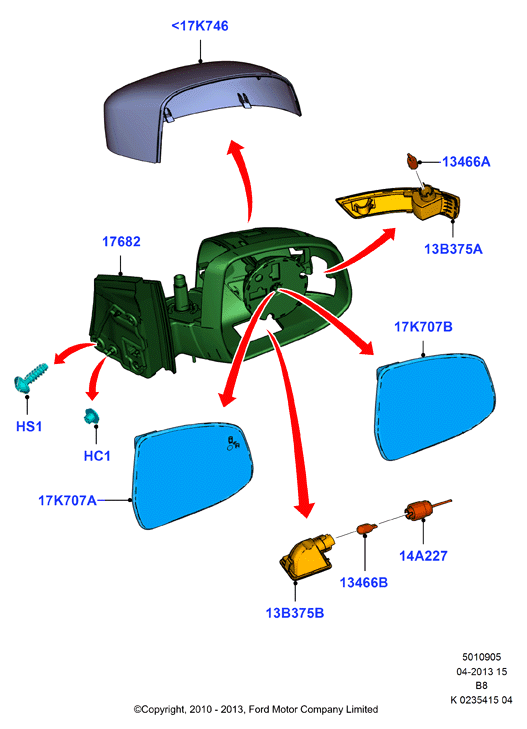 FORD 2 032 194 - Korpuss, Ārējais atpakaļskata spogulis autodraugiem.lv