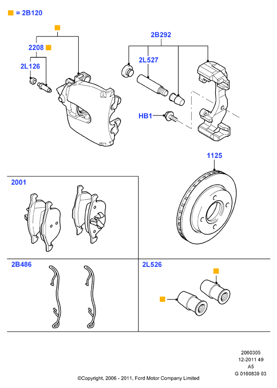 FORD 1223635 - Piederumu komplekts, Disku bremžu uzlikas autodraugiem.lv
