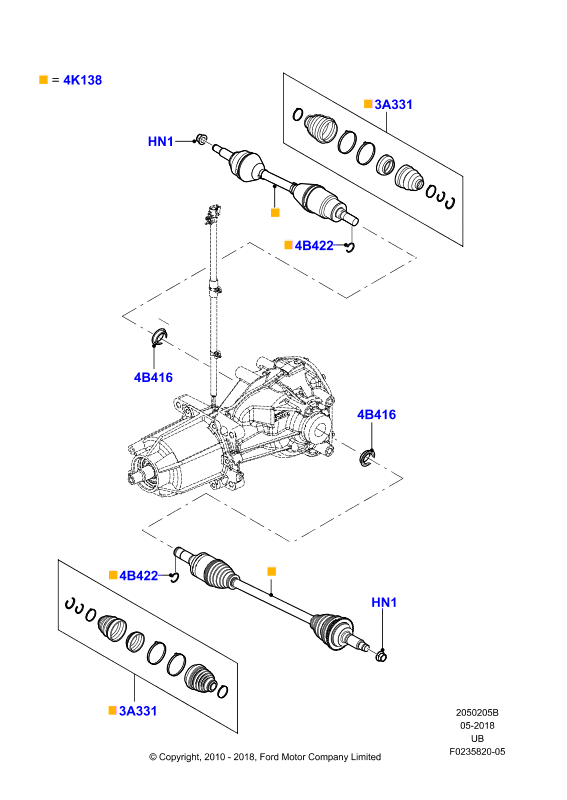 FORD BB5Z-4K138-A - Šarnīrs, Piedziņas vārpsta autodraugiem.lv