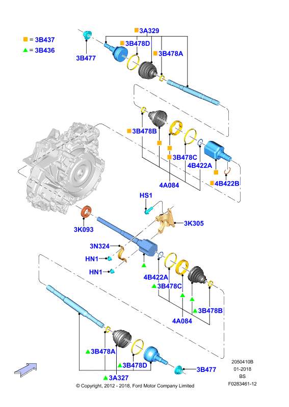 FORD 1797212 - Šarnīru komplekts, Piedziņas vārpsta autodraugiem.lv