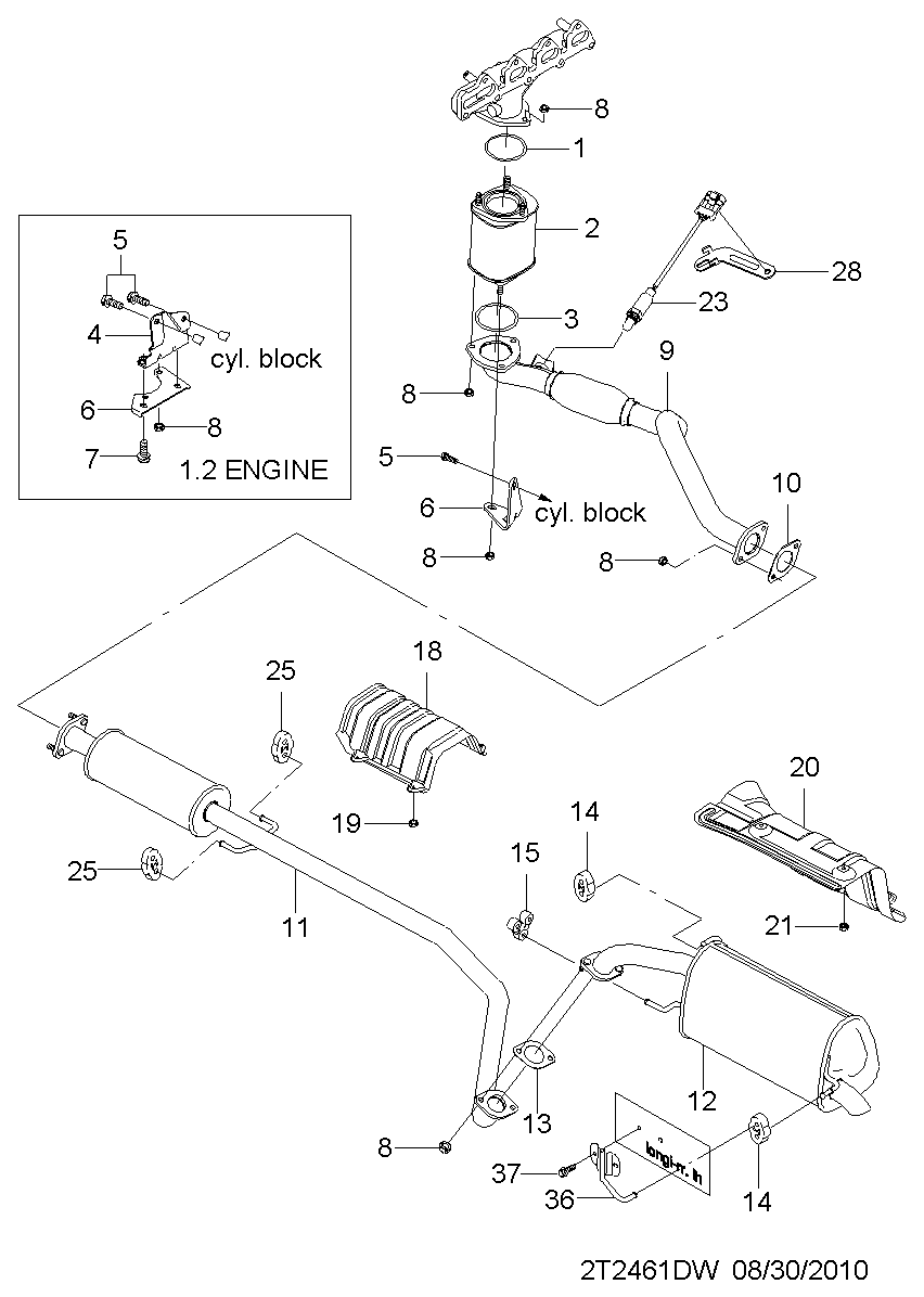 Daihatsu 96536-925 - Blīve, Izplūdes caurule autodraugiem.lv