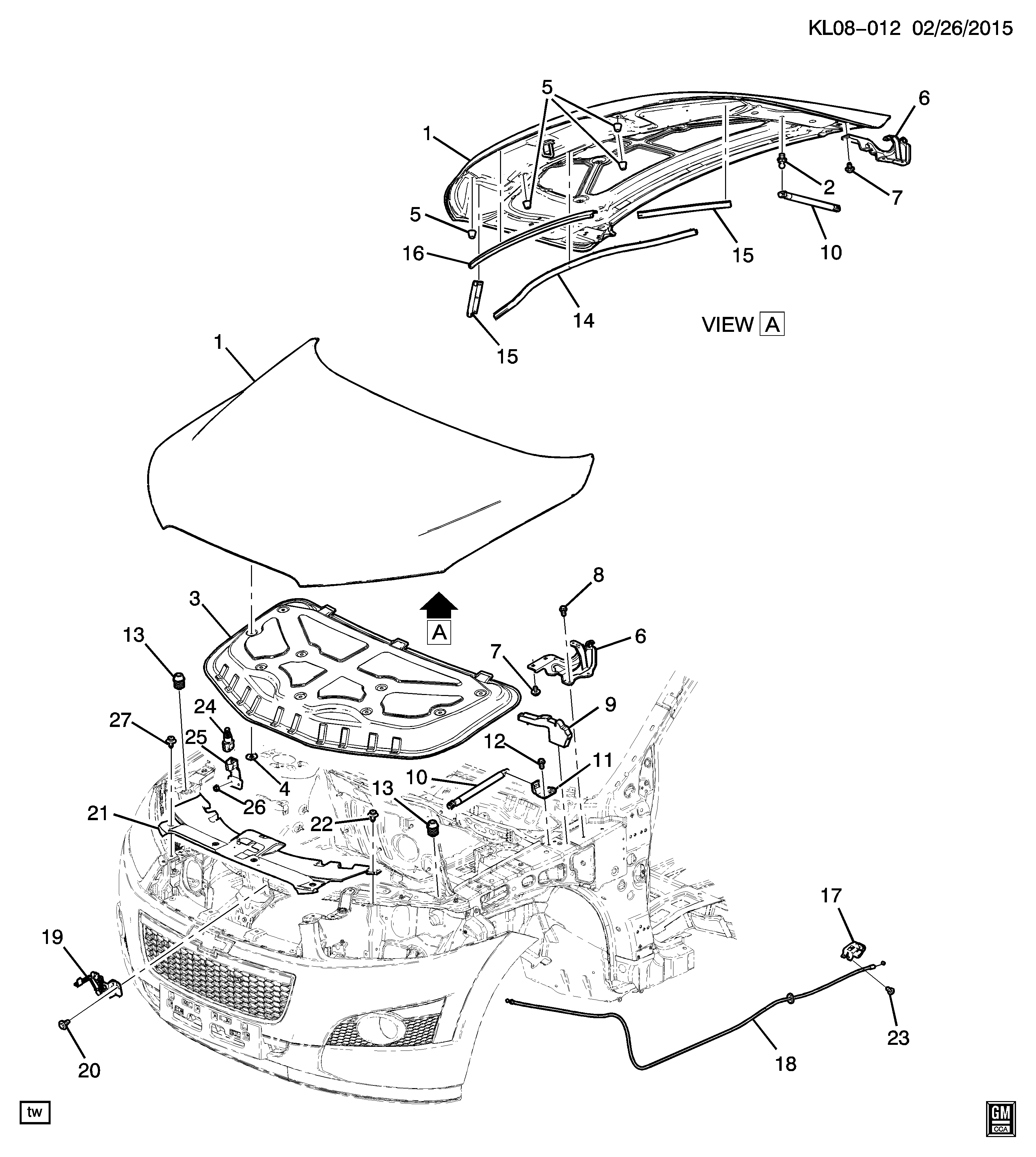 Chevrolet 95494361 - Gāzes atspere, Motora pārsegs autodraugiem.lv