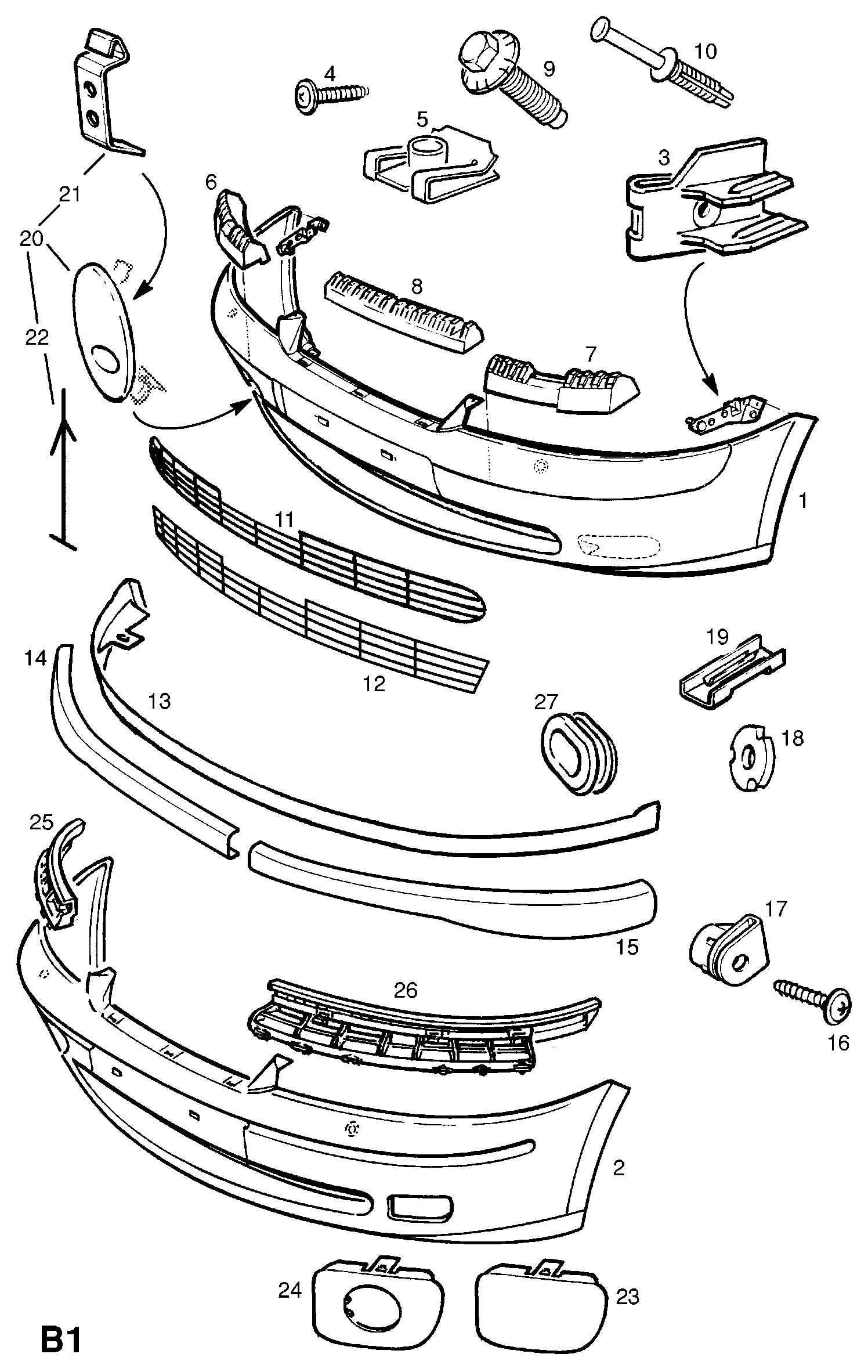 Opel 1400654 - Ventilatora reste, Bampers autodraugiem.lv