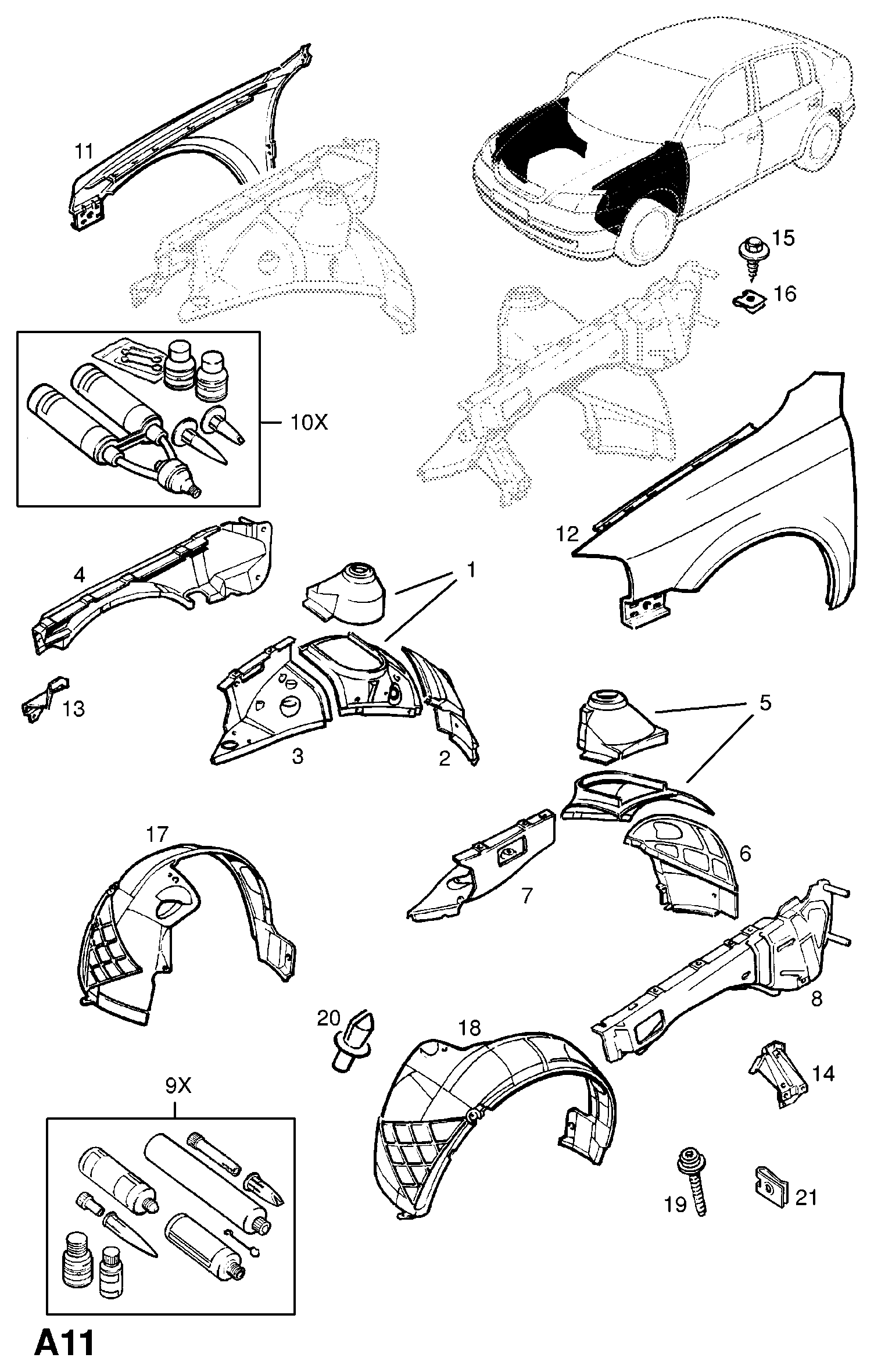 OPEL 1110888 - BRACKET, FRONT WING, RH autodraugiem.lv