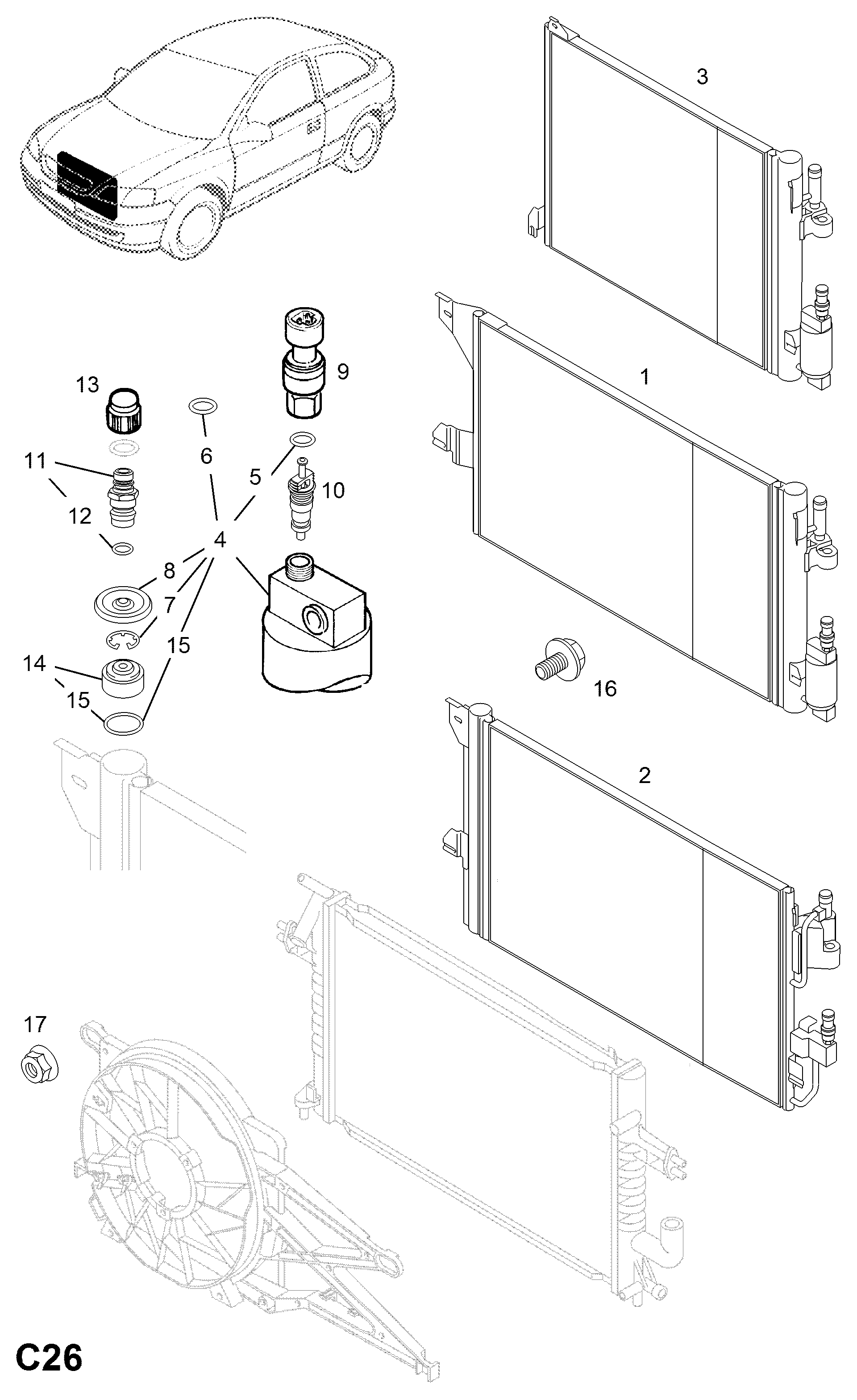 OM 1850112 - Kondensators, Gaisa kond. sistēma autodraugiem.lv