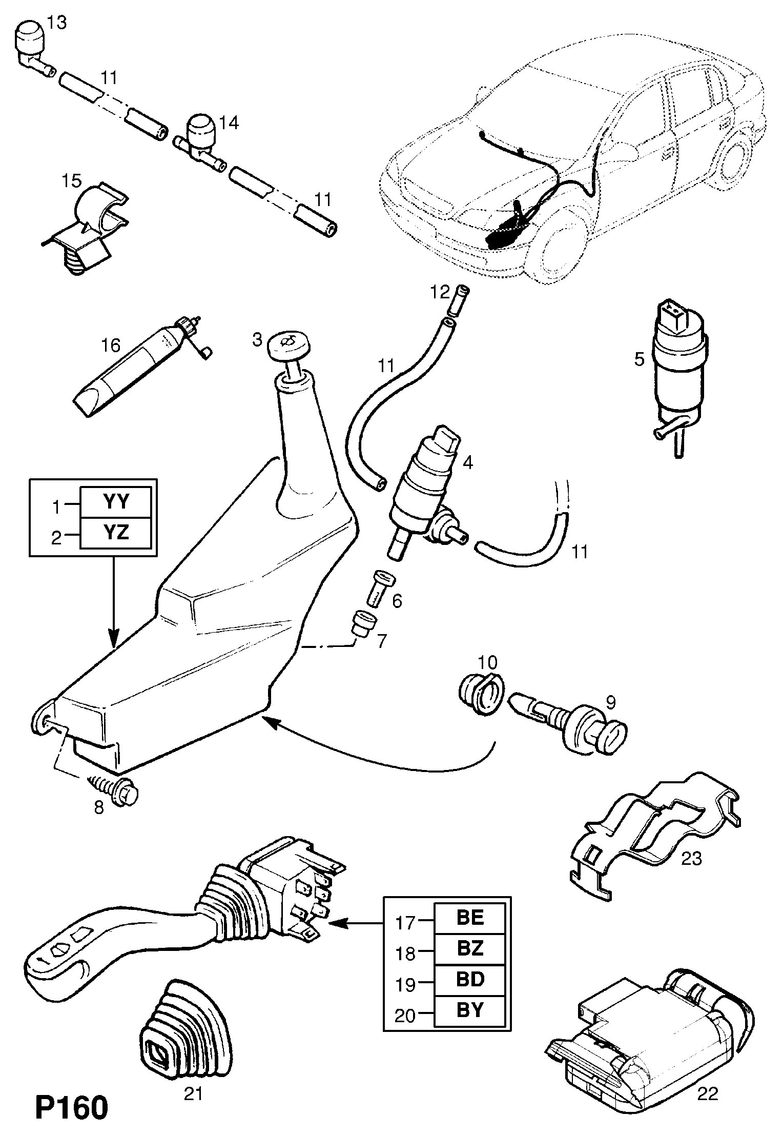 Opel 14 50 607 - Ūdens rezervuārs, Stiklu tīrīšanas sistēma autodraugiem.lv