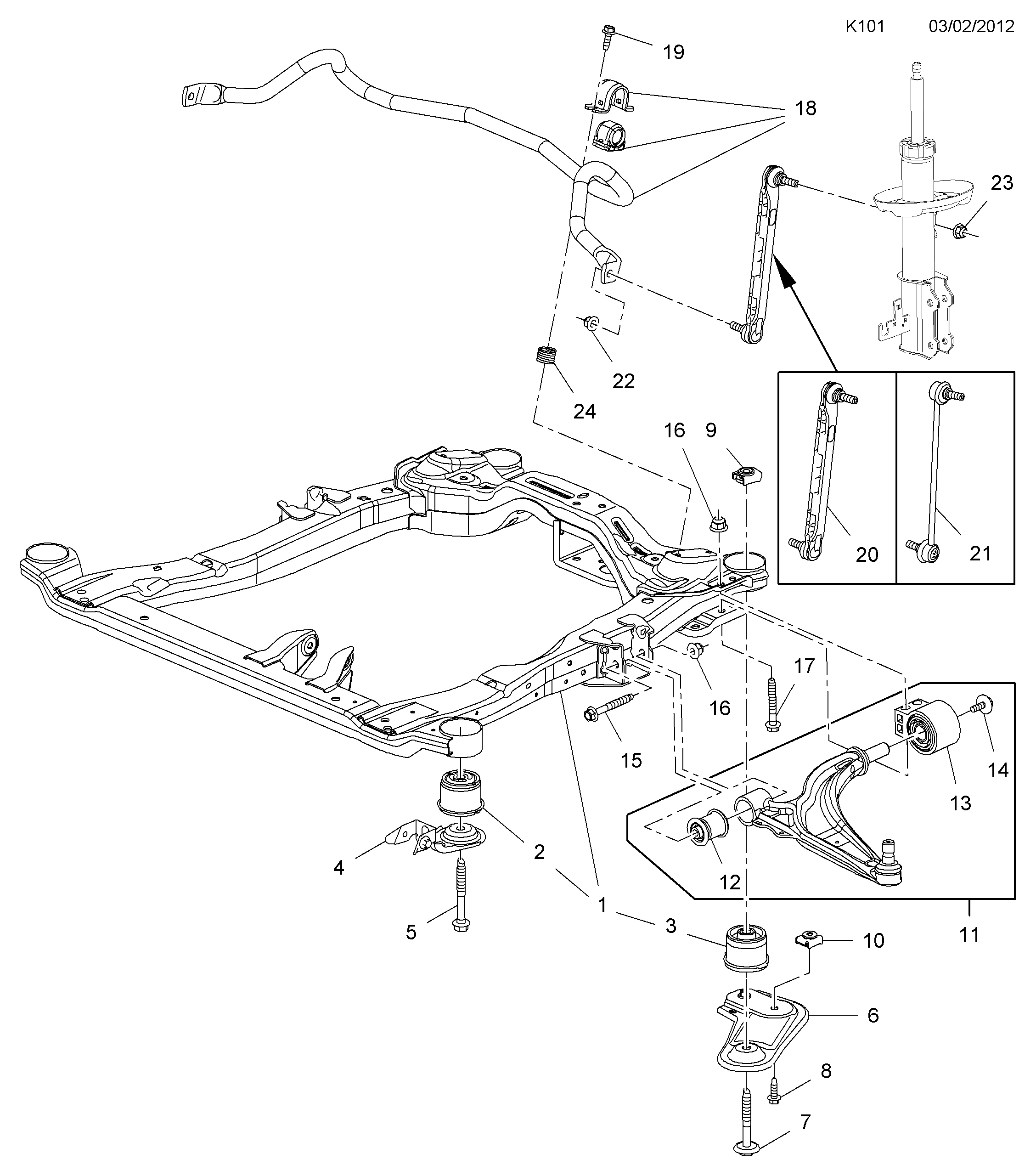 OPEL 302135 - SCREW, HEX.HD., M14 X 101.5, FRAME, REAR autodraugiem.lv