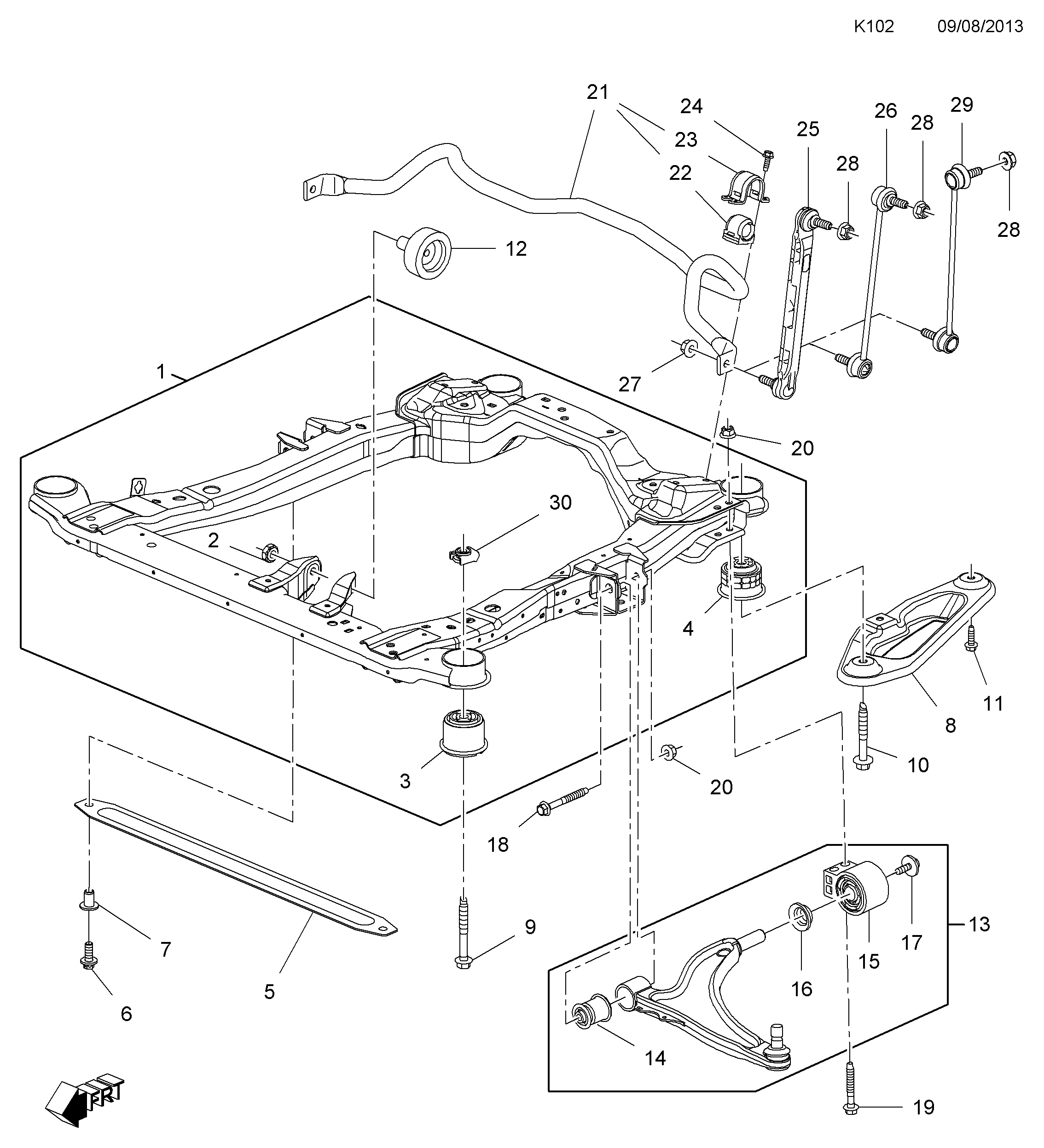 OPEL 302112 - FRAME, ASSY., ENGINE AND FRONT SUSPENSION MOUNTING (WITH BUSHES) autodraugiem.lv