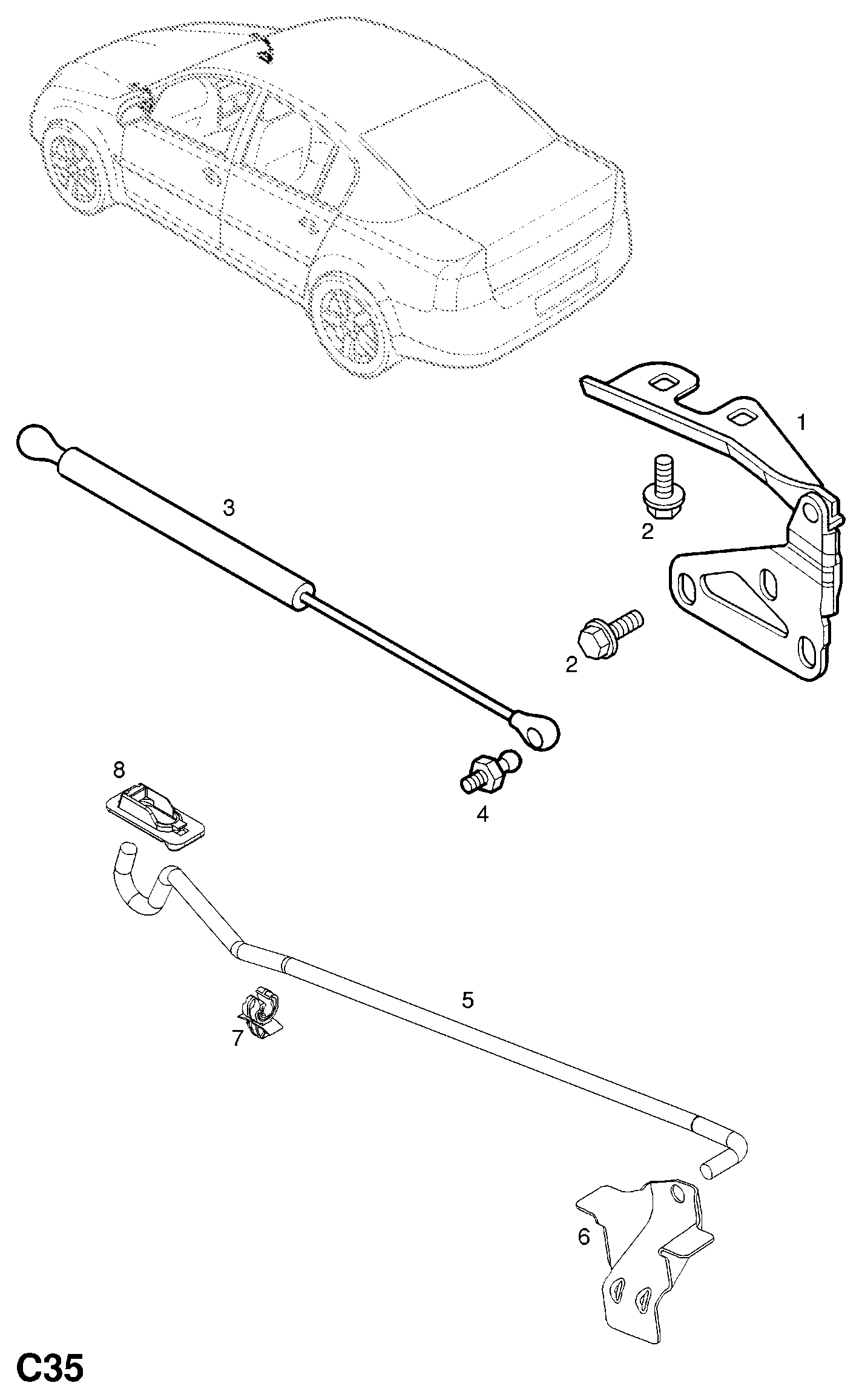 Vauxhall 1178224 - Gāzes atspere, Motora pārsegs autodraugiem.lv