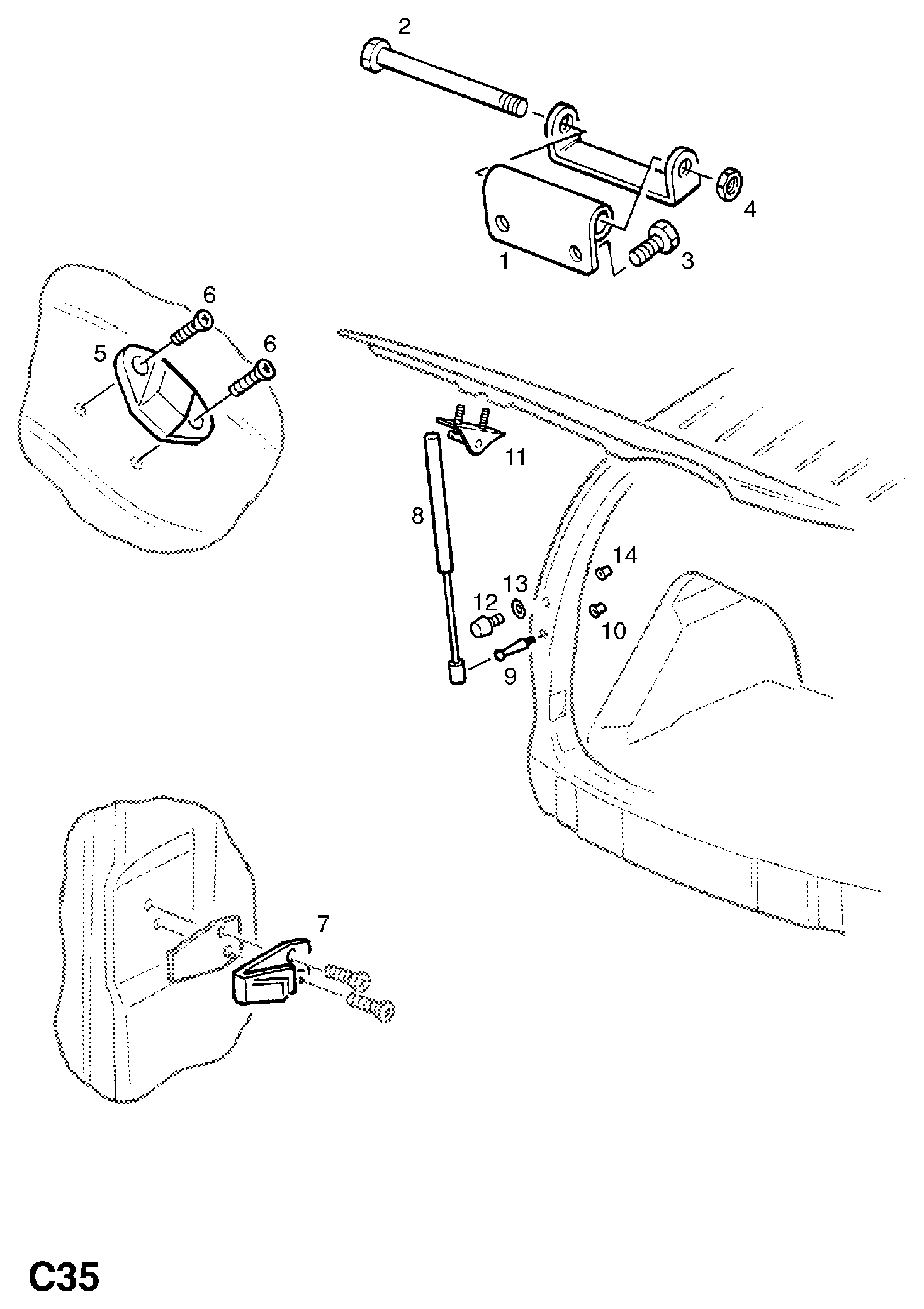 Vauxhall 1327 30 - Gāzes atspere, Bagāžas / Kravas nodalījuma vāks autodraugiem.lv