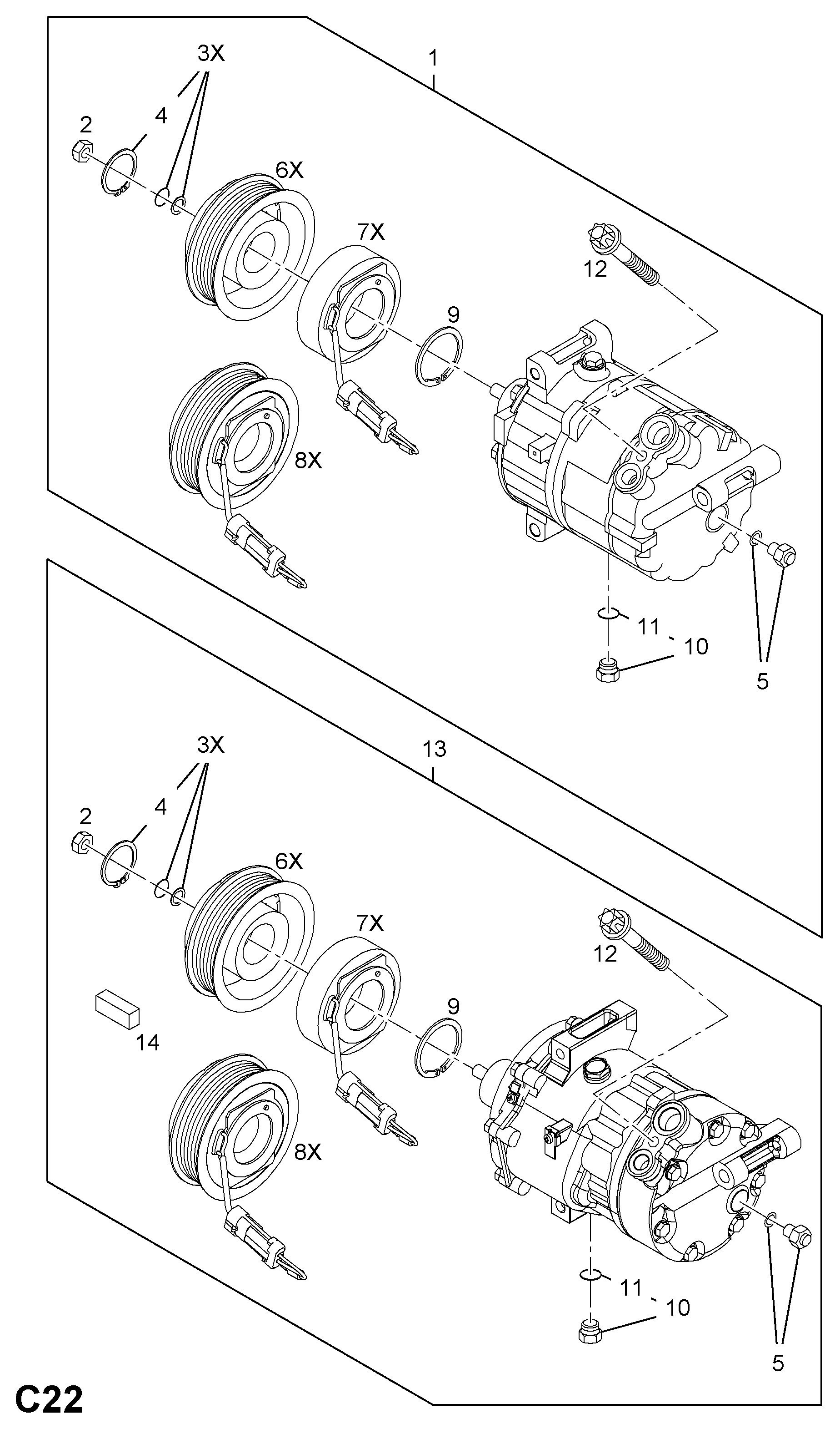 OM 6854105 - COMPRESSOR, ASSY., AIR CONDITIONING (IDENT BQ3) (EXCHANGE PART 9 autodraugiem.lv