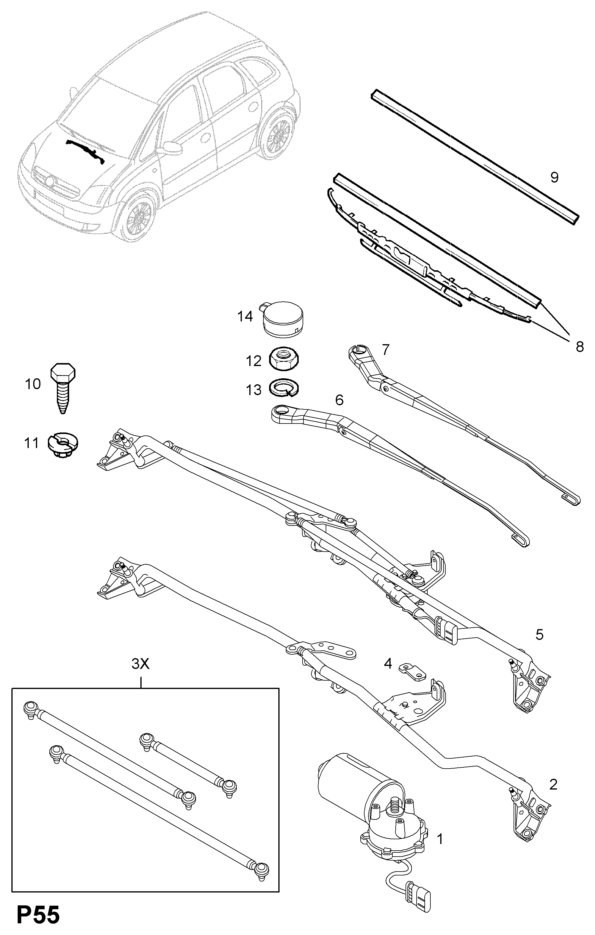 Opel 1274058 - Stiklu tīrītāja sviru un stiepņu sistēma autodraugiem.lv