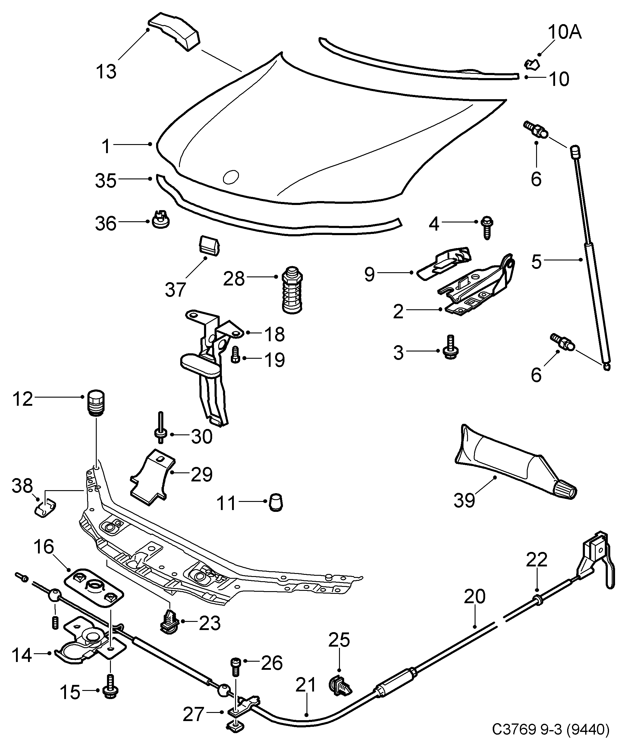 SAAB 12785021 - Gāzes atspere, Motora pārsegs autodraugiem.lv