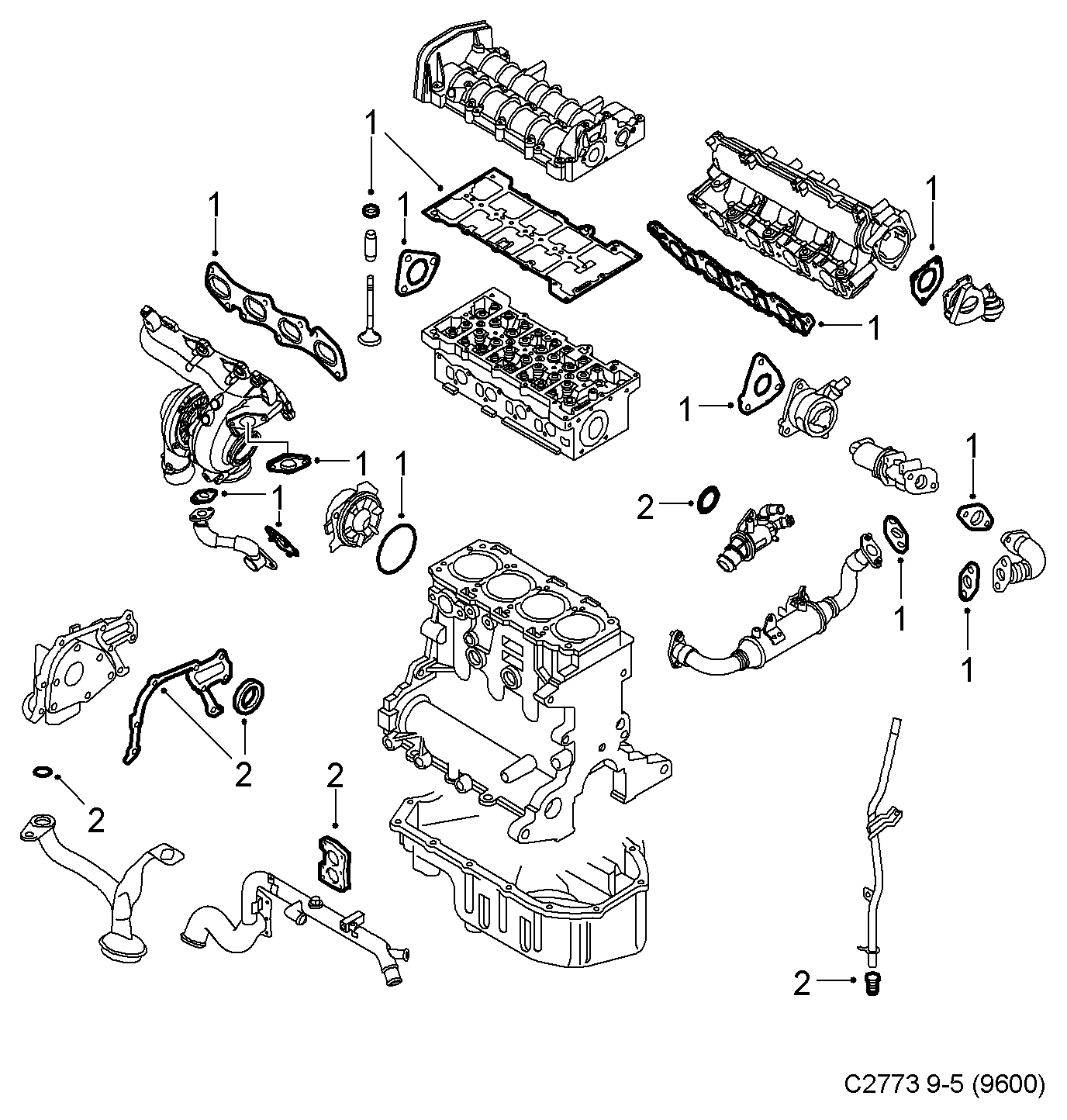 Opel 93186196 - Blīvju komplekts, Dzinējs autodraugiem.lv