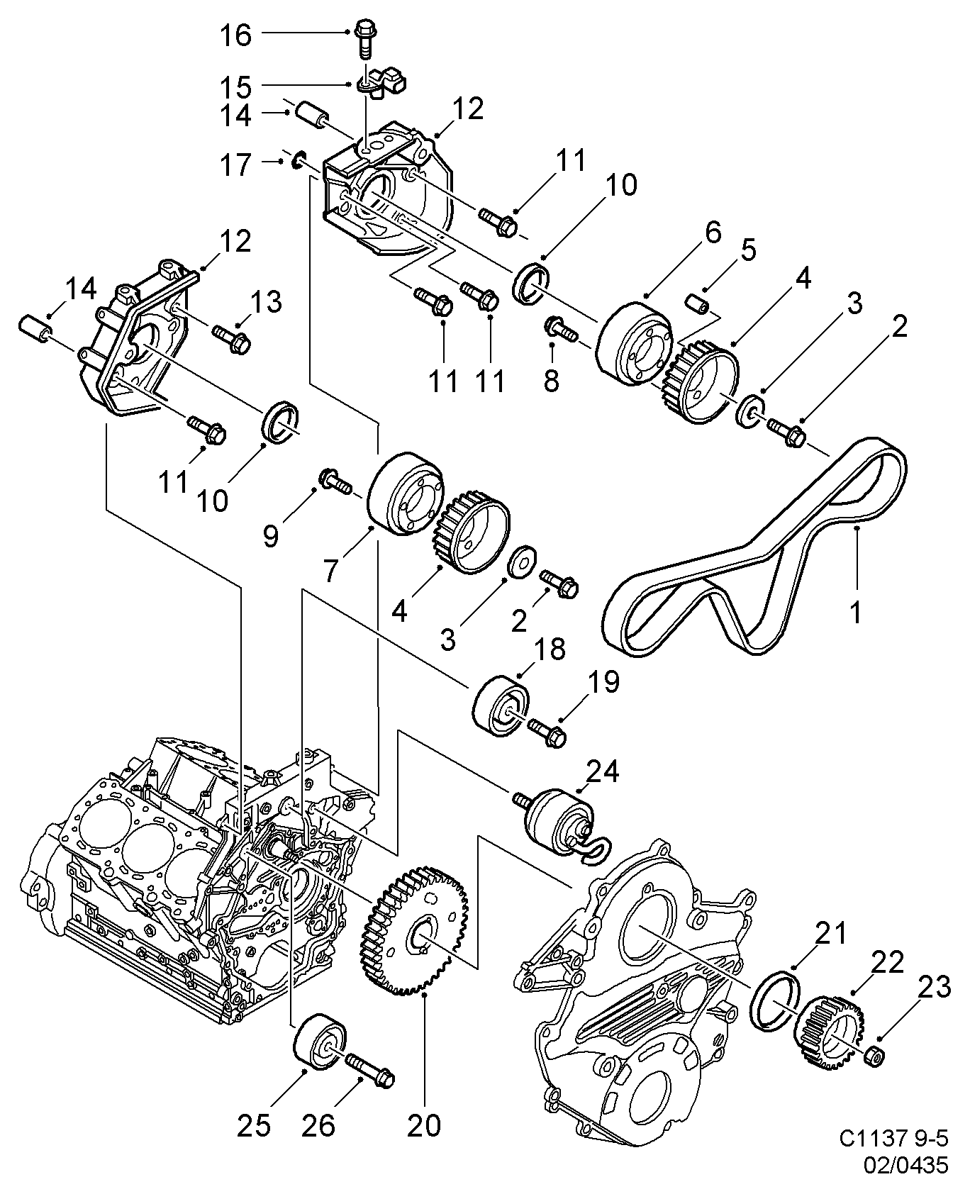 SAAB 97 381 209 - Spriegotājrullītis, Gāzu sadales mehānisma piedziņas siksna autodraugiem.lv