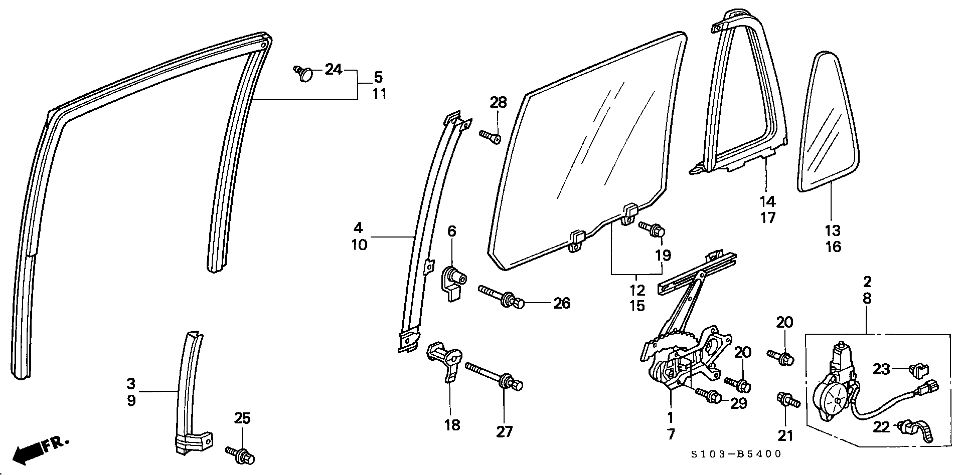 Honda 72755S10013 - Stikla pacelšanas mehānisms autodraugiem.lv