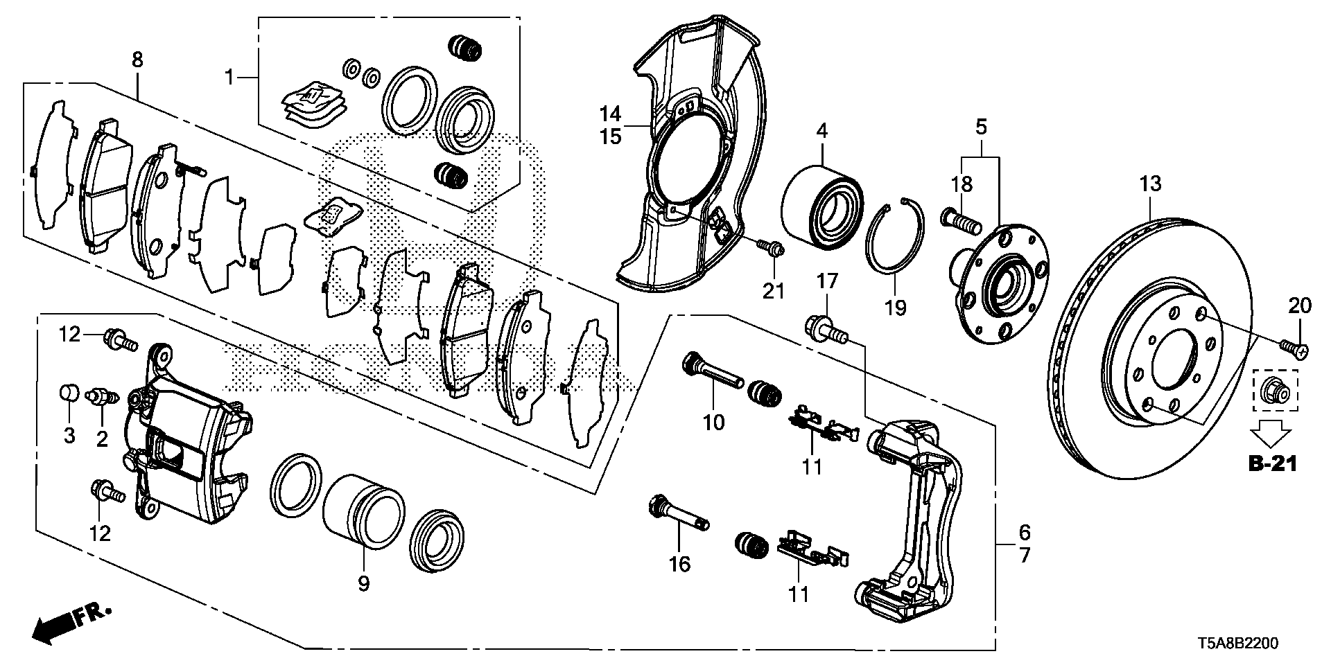 Honda 45022TF2J01 - Bremžu uzliku kompl., Disku bremzes autodraugiem.lv