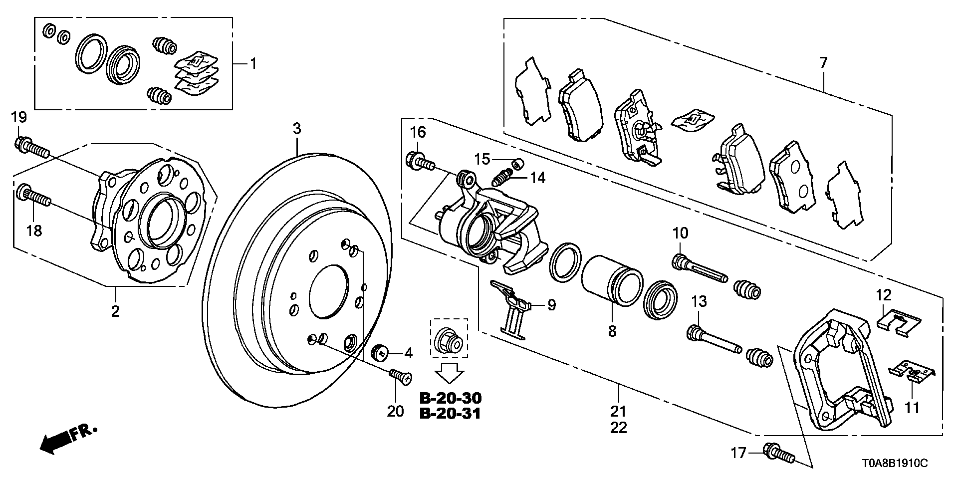 TOYOTA 43022-T0G-A01 - Bremžu uzliku kompl., Disku bremzes autodraugiem.lv