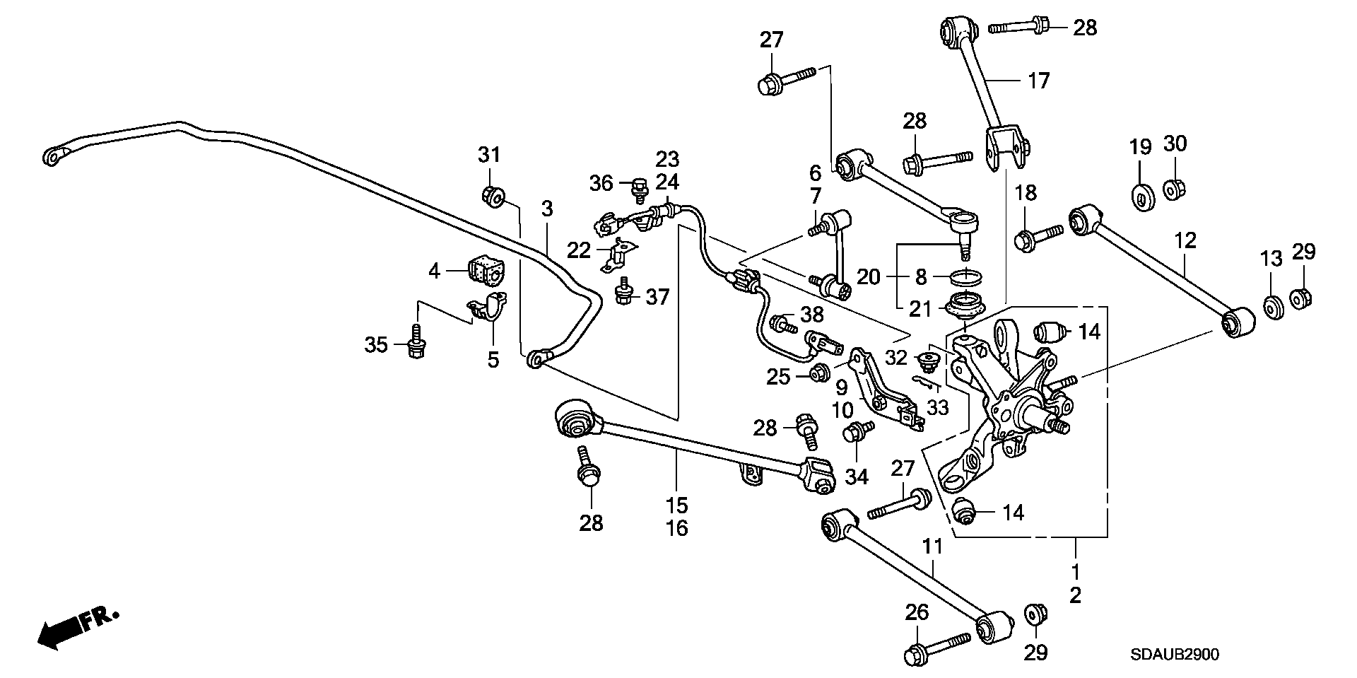 Honda 52350-SDA-A00 - Piekare, Šķērssvira autodraugiem.lv