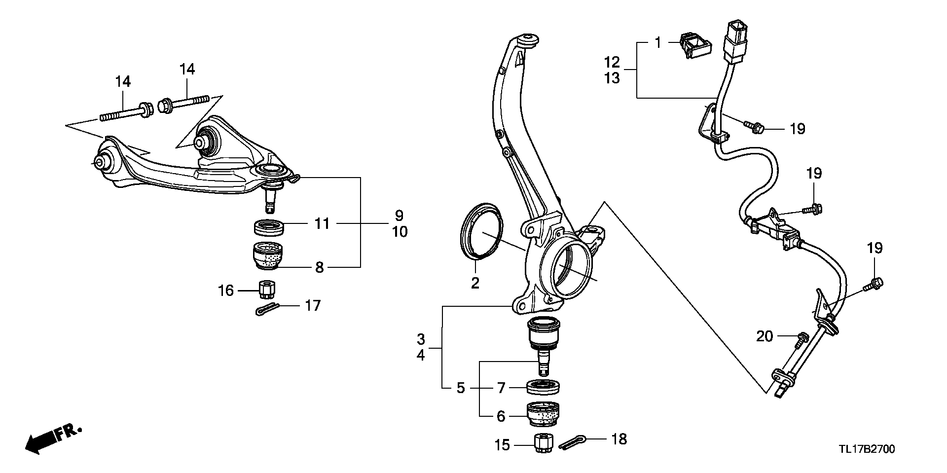 Honda 51225-TA0-A01 - Remkomplekts, Balst / Virzošais šarnīrs autodraugiem.lv