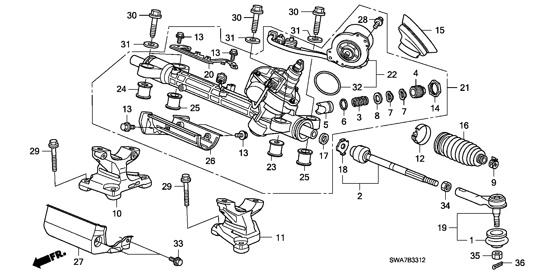 Honda 53601 SWC-G02 - Stūres mehānisms autodraugiem.lv