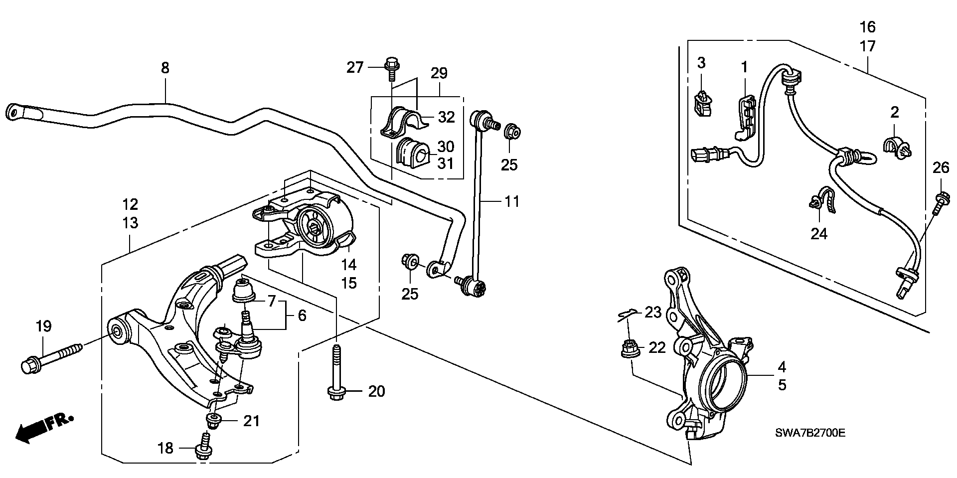 Honda 51360-SWA-E01 - Neatkarīgās balstiekārtas svira, Riteņa piekare autodraugiem.lv