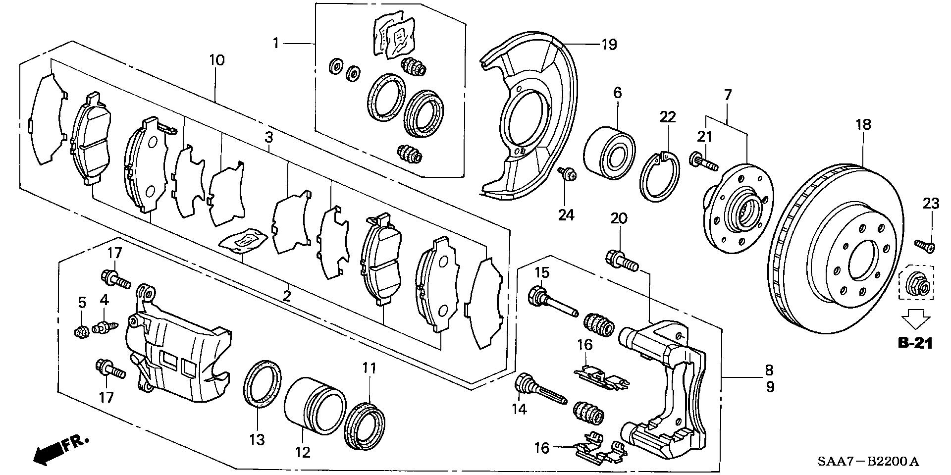 Honda 45022SAAE50 - Bremžu uzliku kompl., Disku bremzes autodraugiem.lv