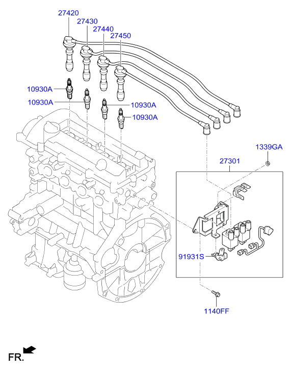 KIA 27430 03000 - Augstsprieguma vadu komplekts autodraugiem.lv