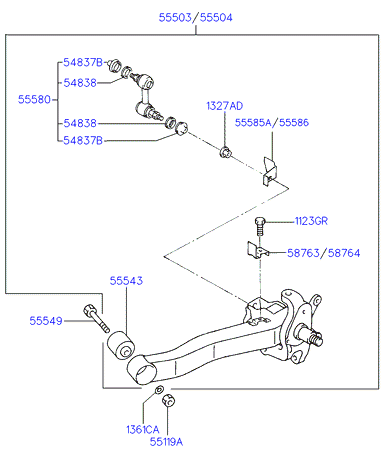 Hyundai 55580-37020 - Stiepnis / Atsaite, Stabilizators autodraugiem.lv